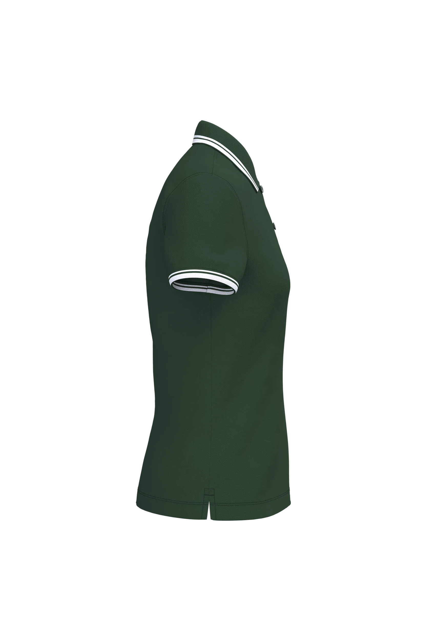 Polo manches courtes vert forêt à liserés blanc