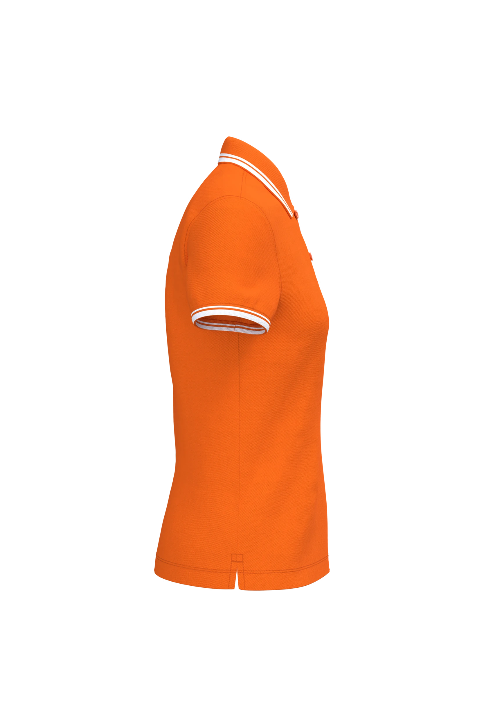 Polo manches courtes orange à liserés blanc