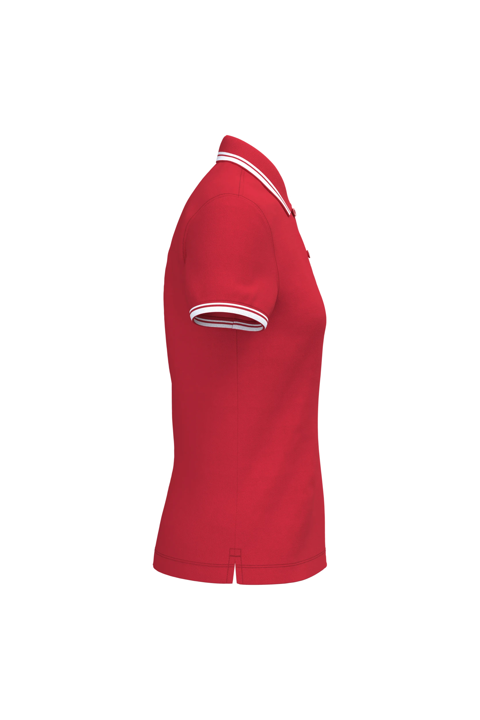 Polo manches courtes rouge à liserés blanc