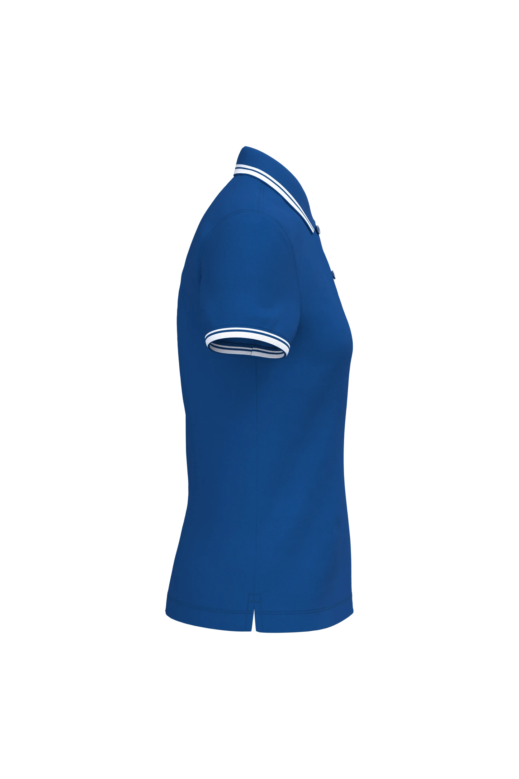 Polo manches courtes bleu à liserés blanc