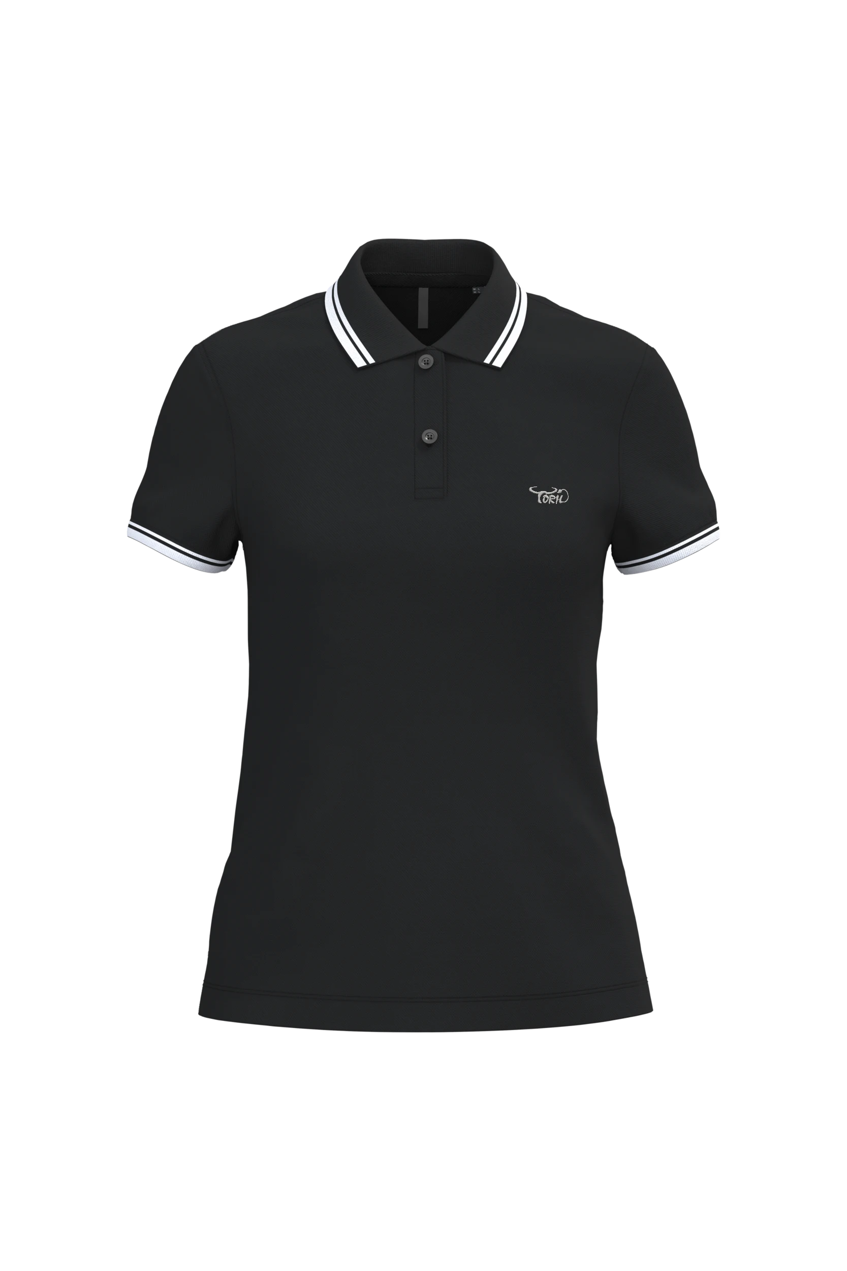 Polo manches courtes noir à liserés blanc