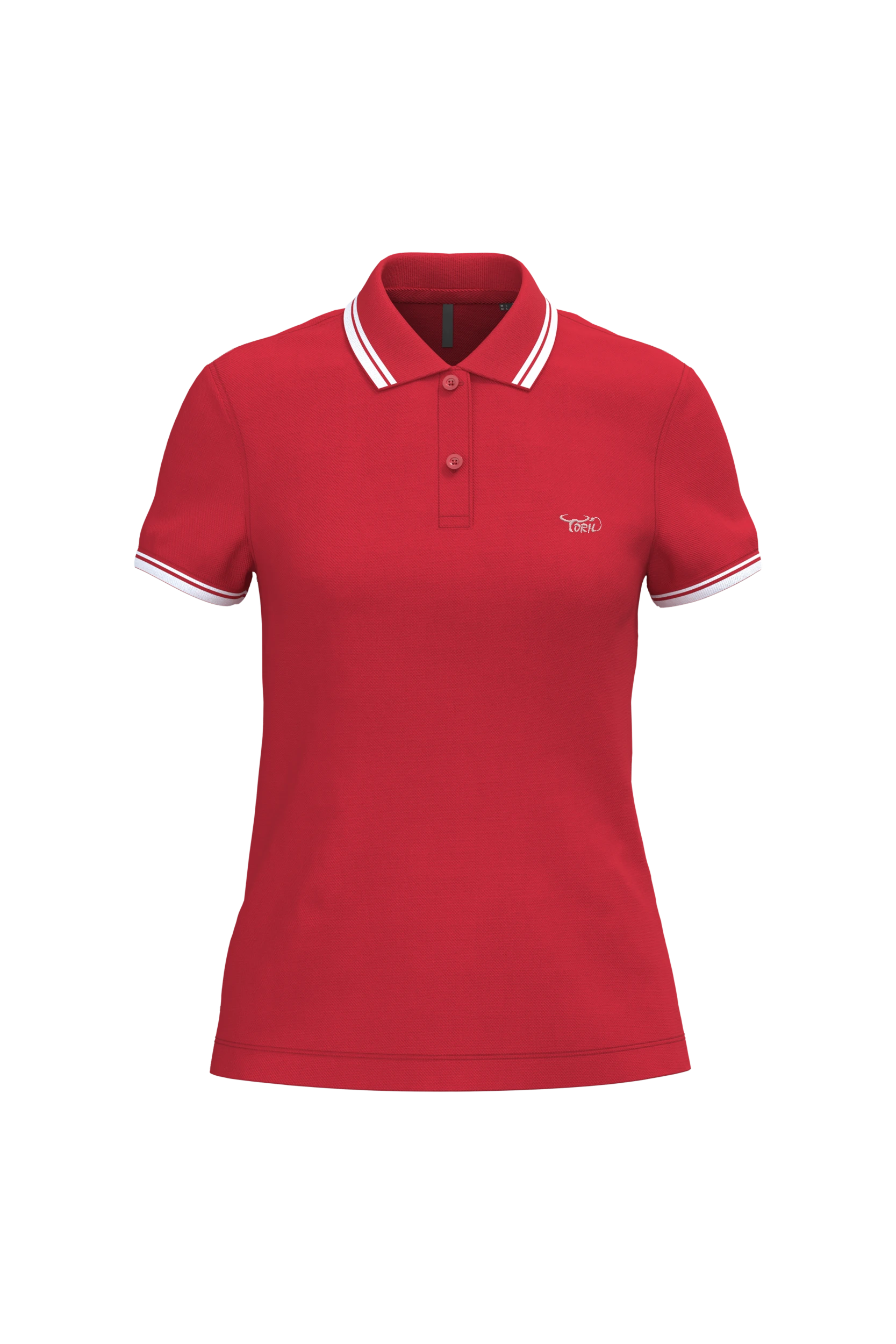 Polo manches courtes rouge à liserés blanc