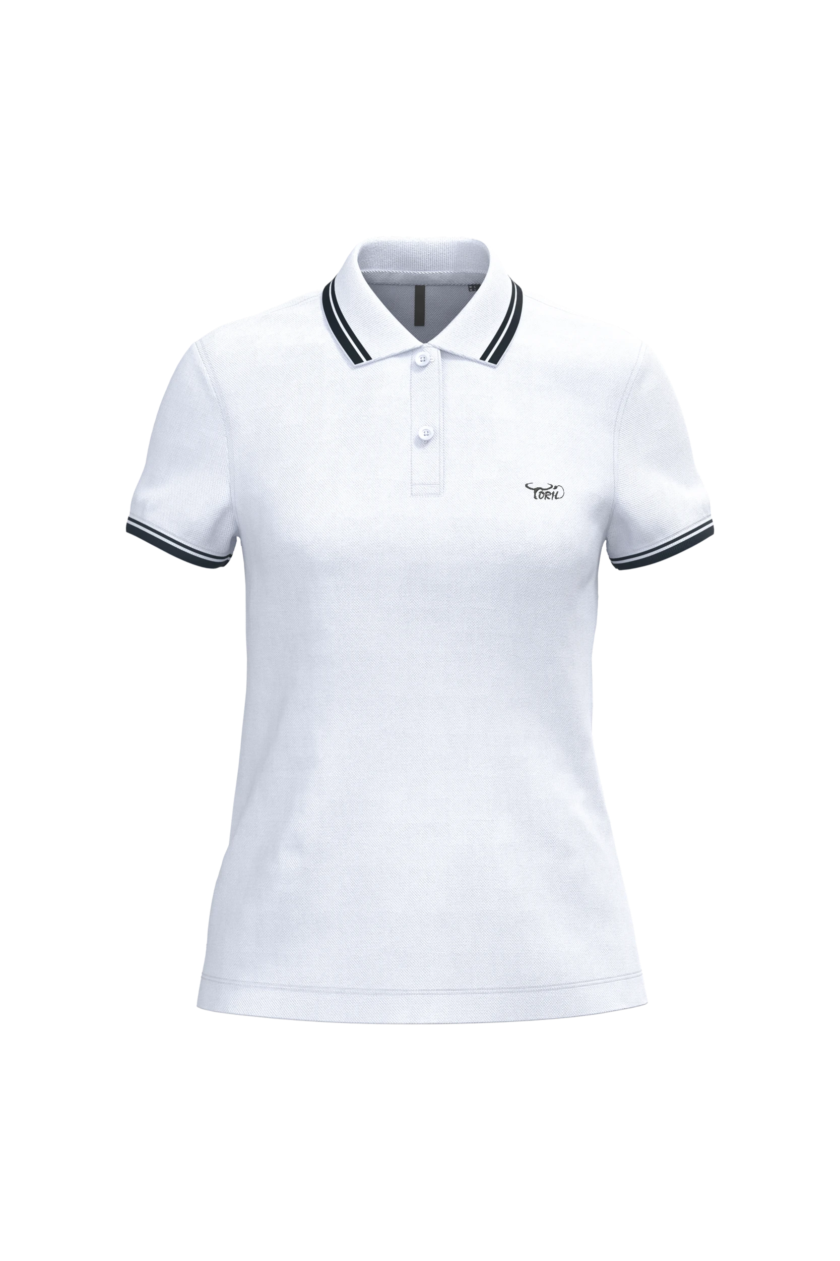 Polo manches courtes blanc à liserés noir