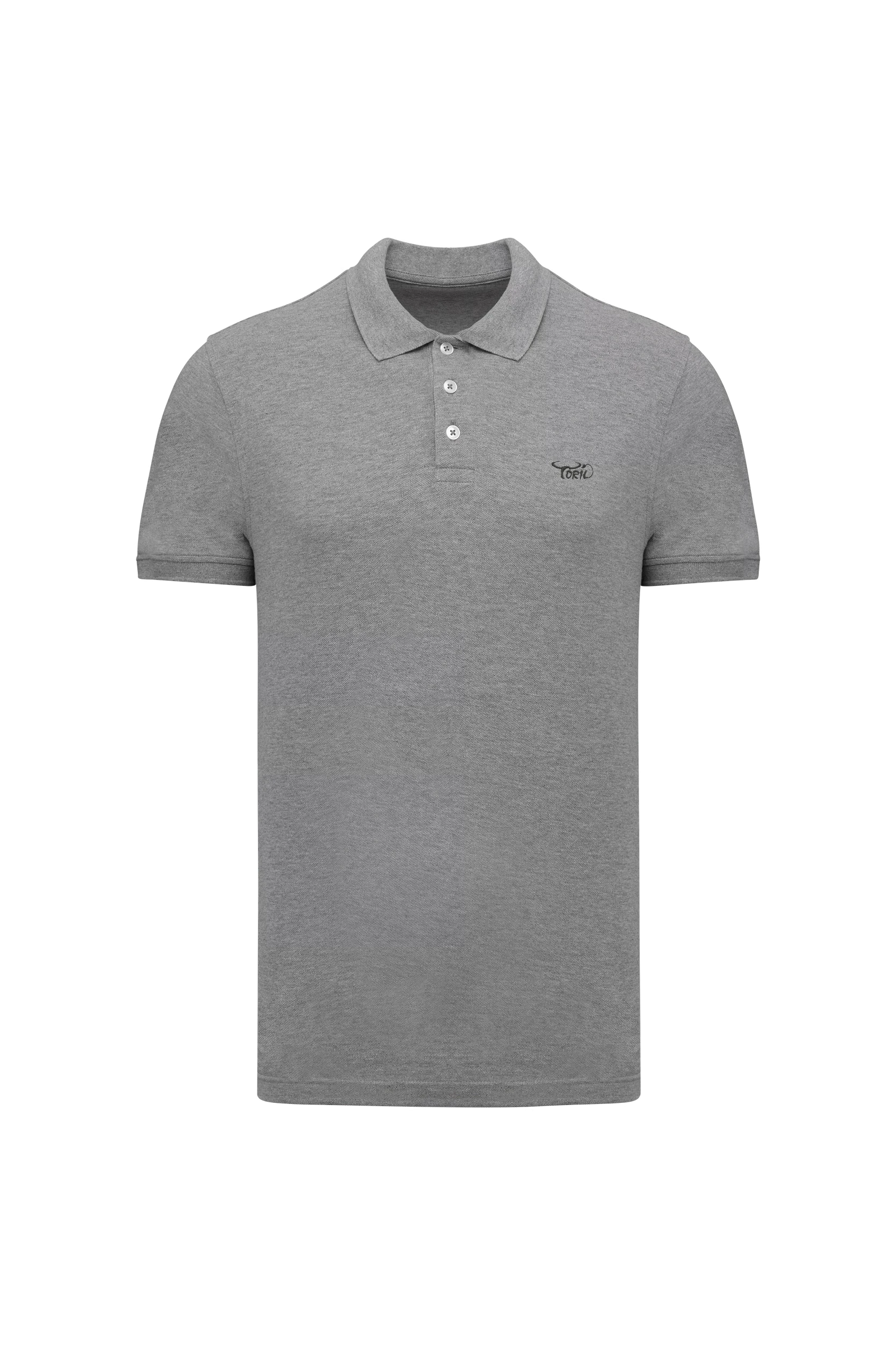 Polo piqué manches courtes gris