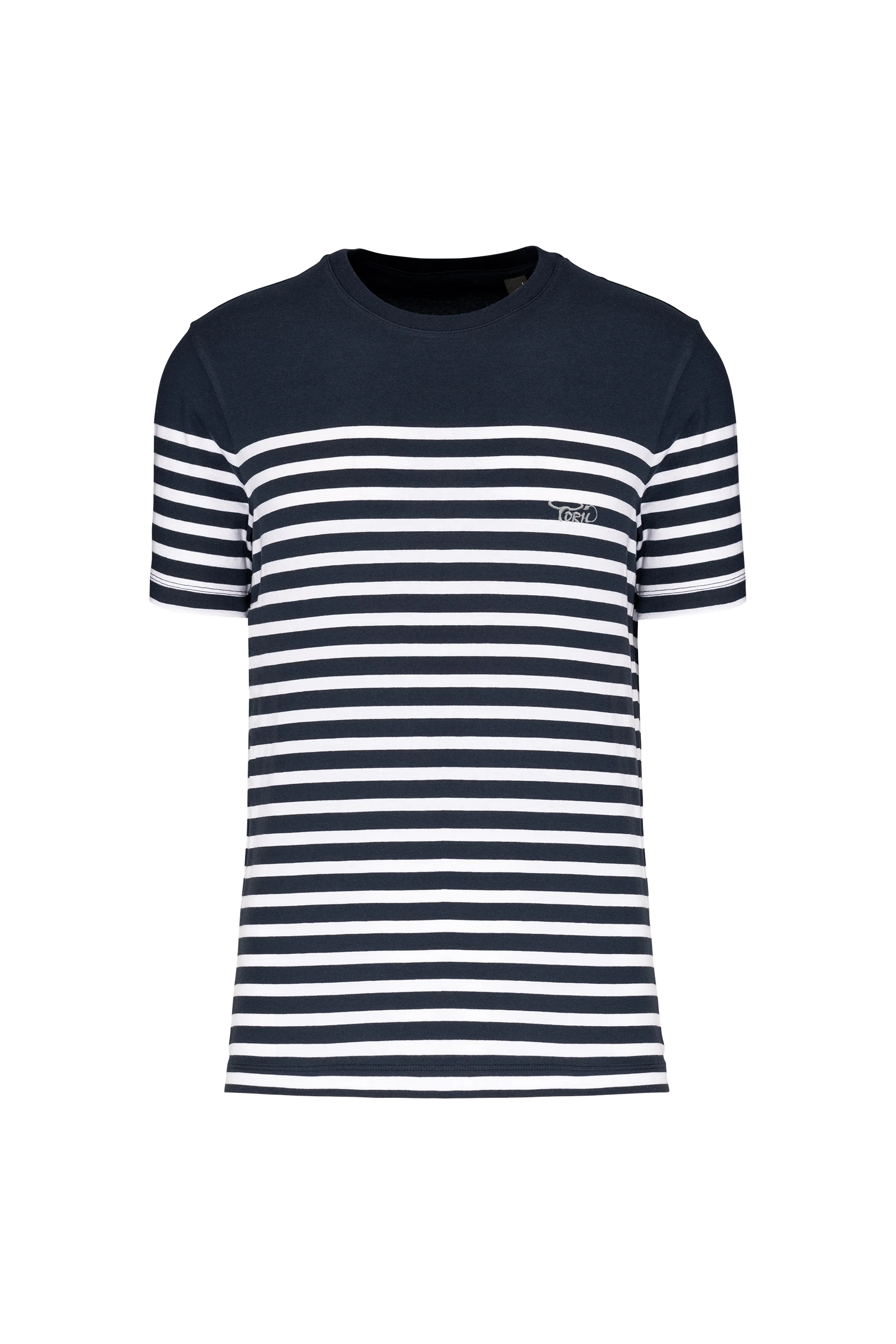 T-shirt marin col rond Bio rayures blanches