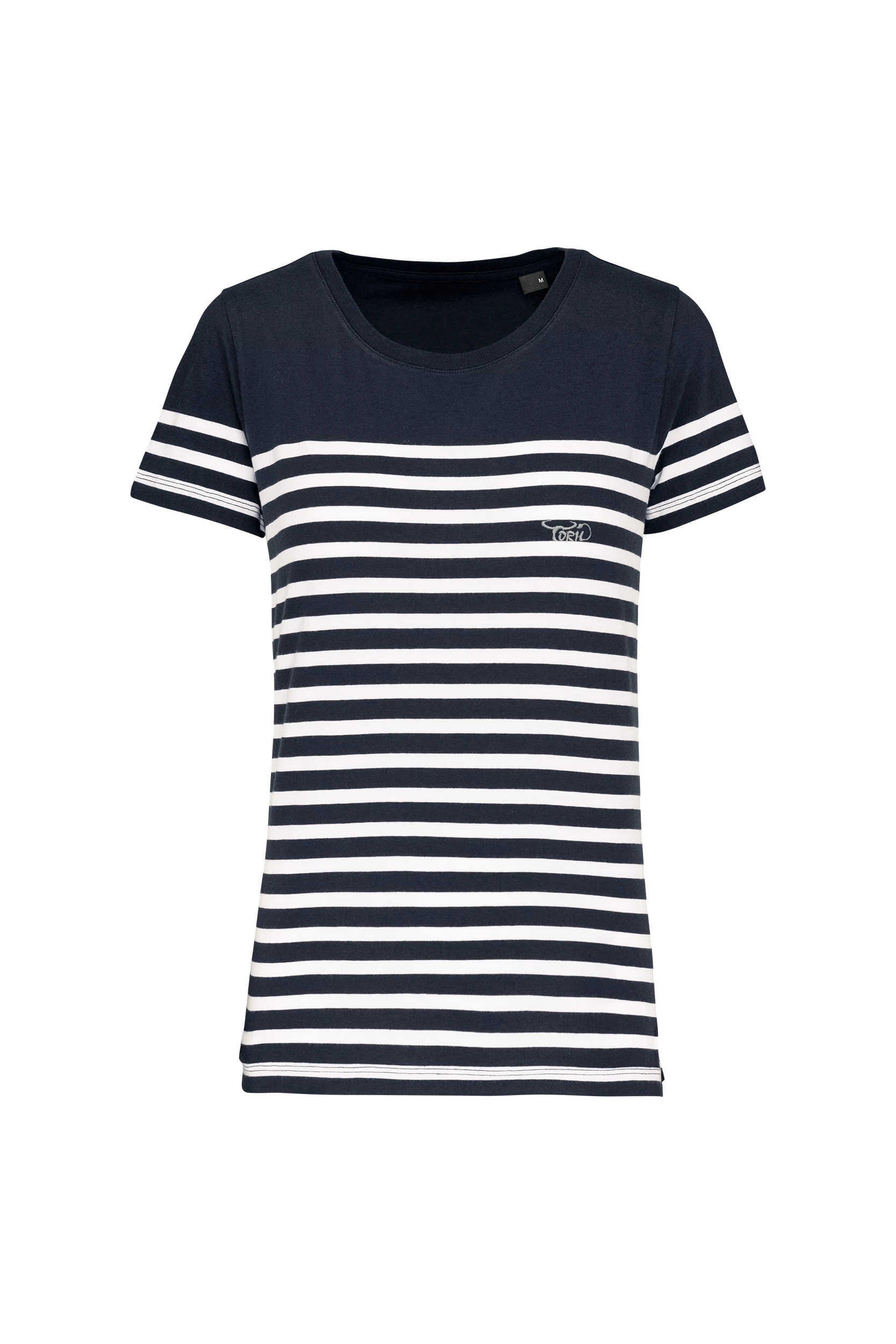 T-shirt marin col rond Bio rayures blanches