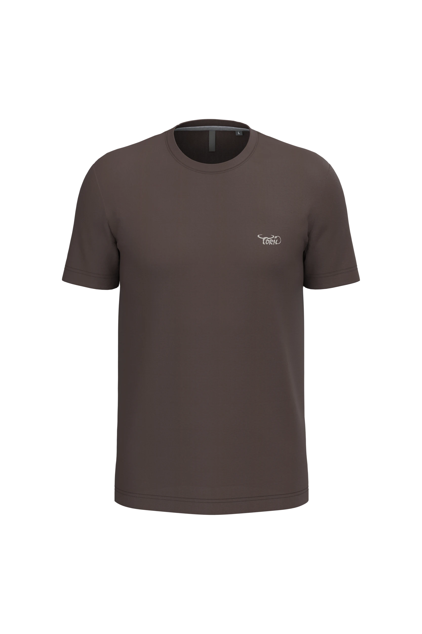 T-shirt col rond manches courtes chocolat