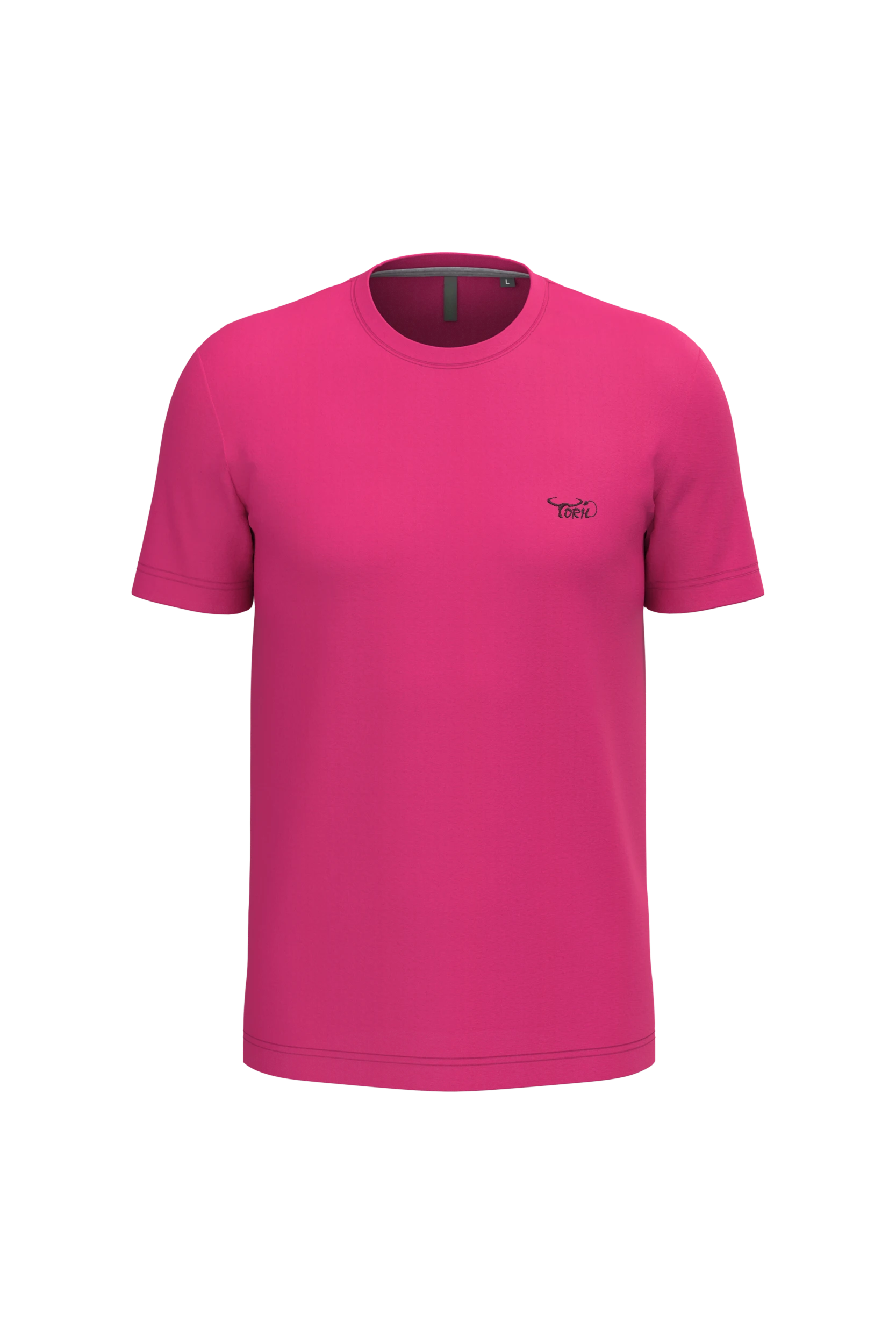 T-shirt col rond manches courtes fuchsia