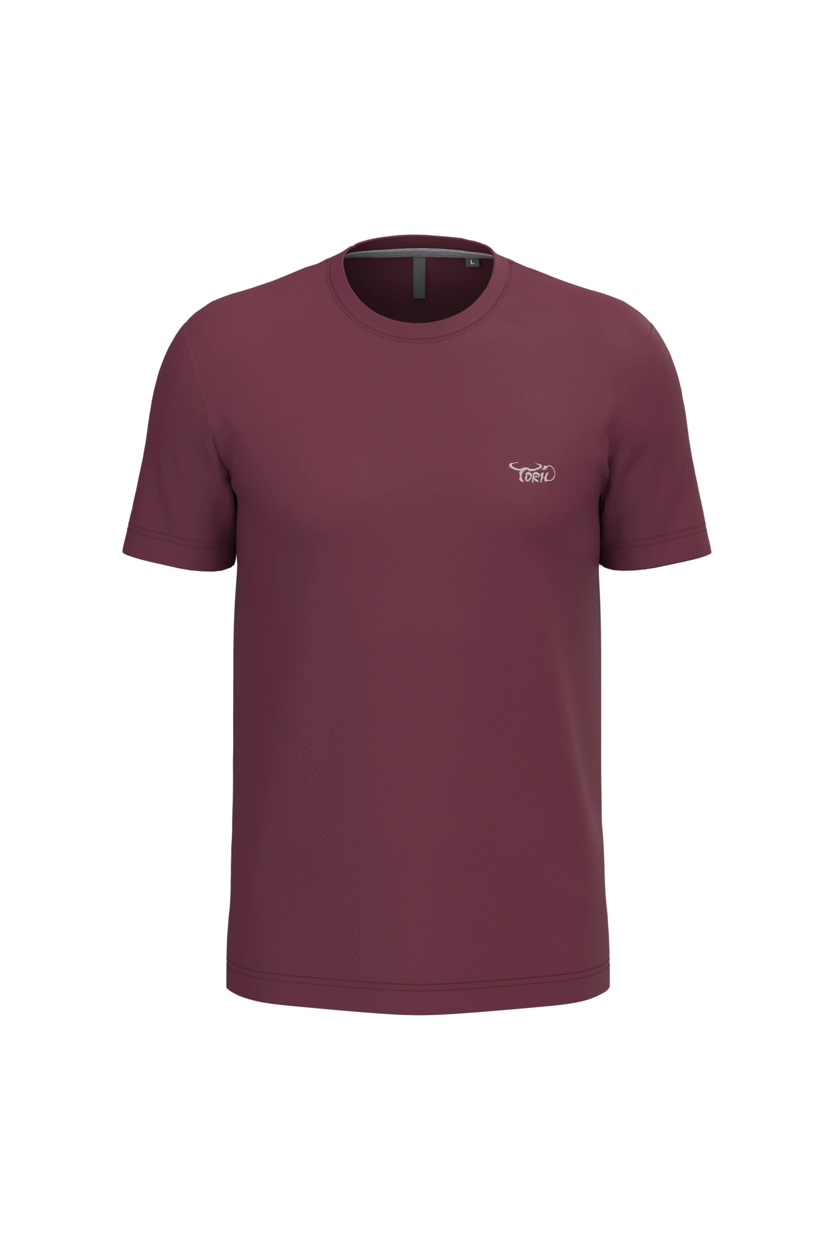 T-shirt col rond manches courtes bordeaux