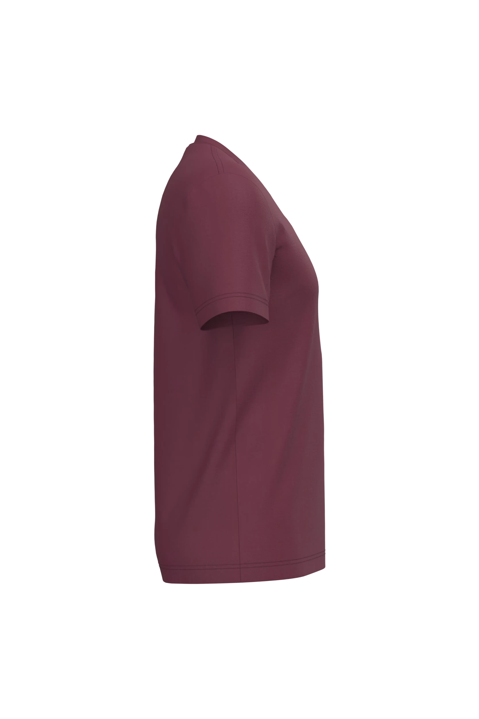 T-shirt col V manches courtes bordeaux
