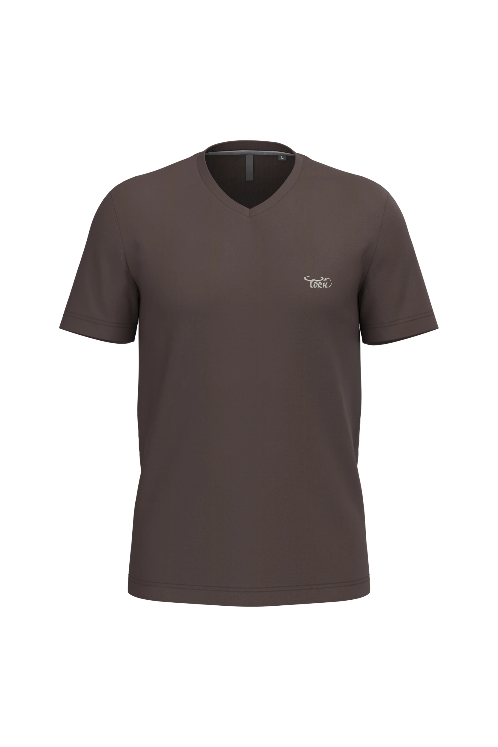 T-shirt col V manches courtes chocolat