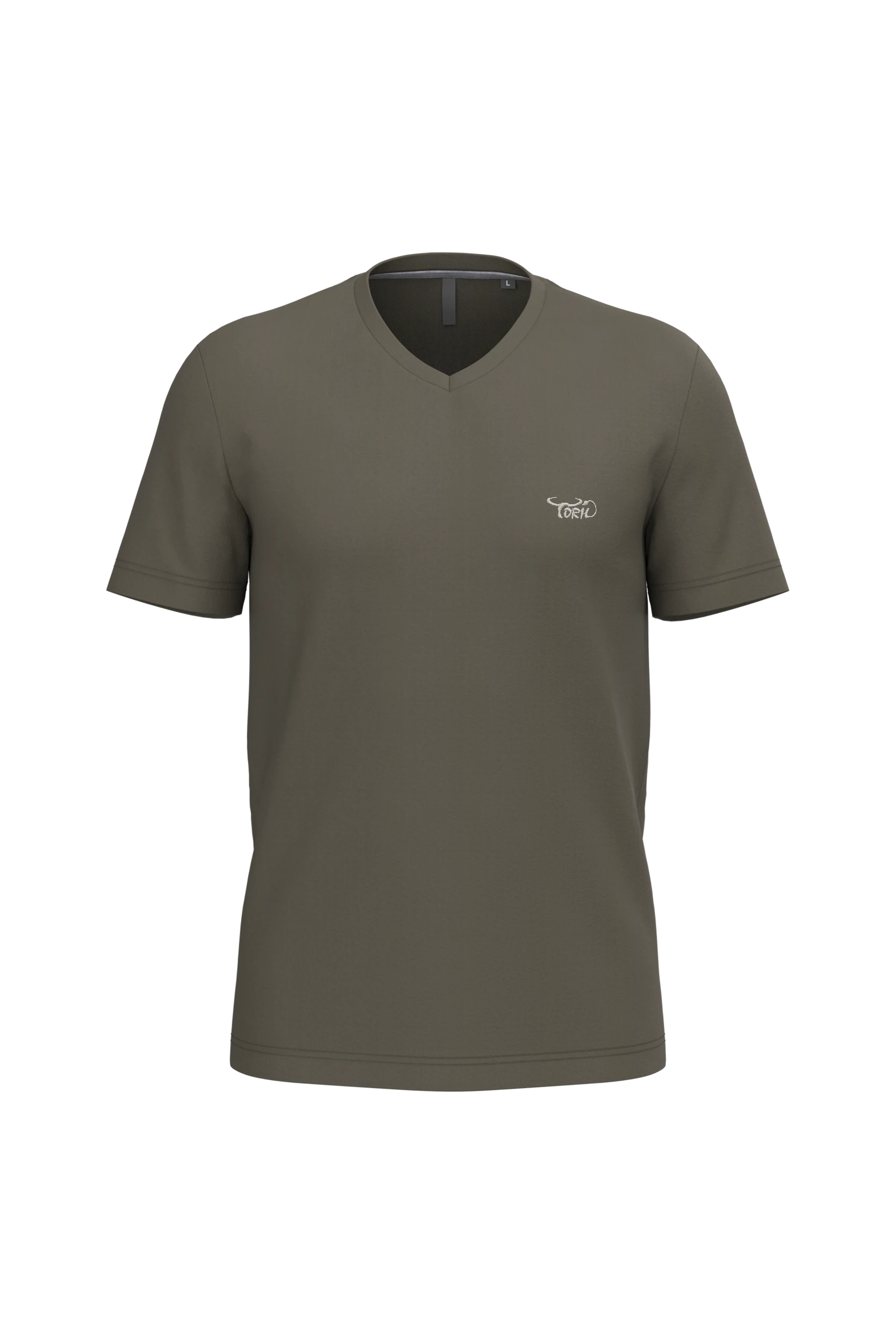 T-shirt col V manches courtes kaki