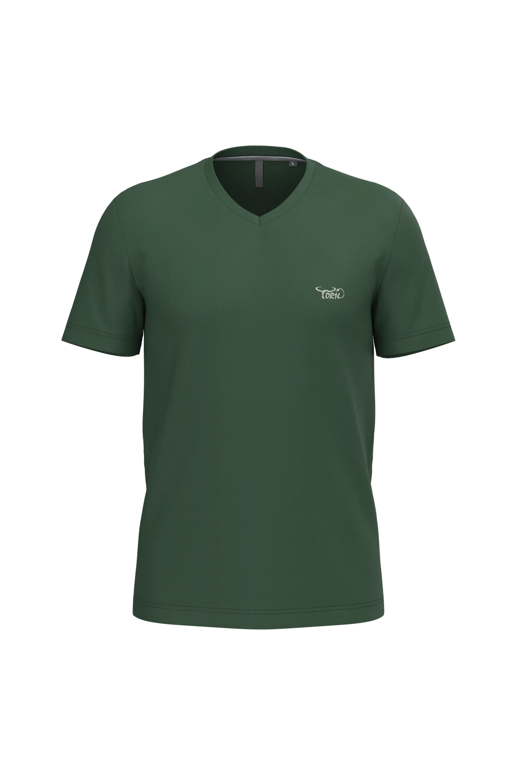 T-shirt col V manches courtes vert forêt