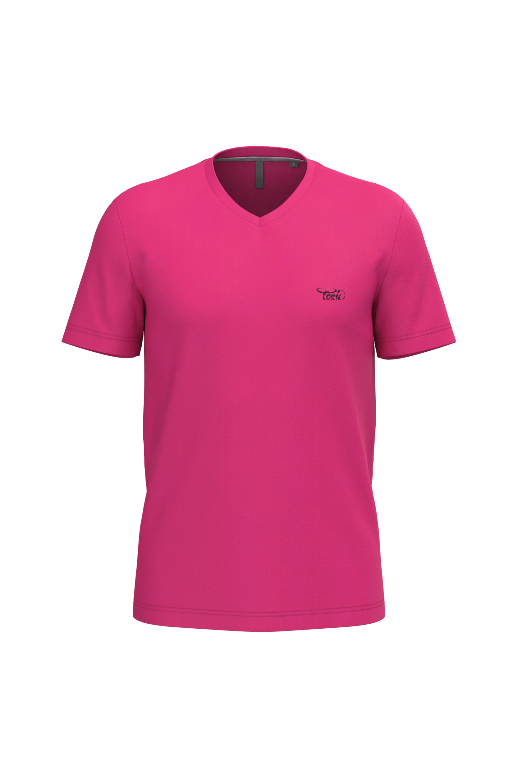 T-shirt col V manches courtes fuchsia