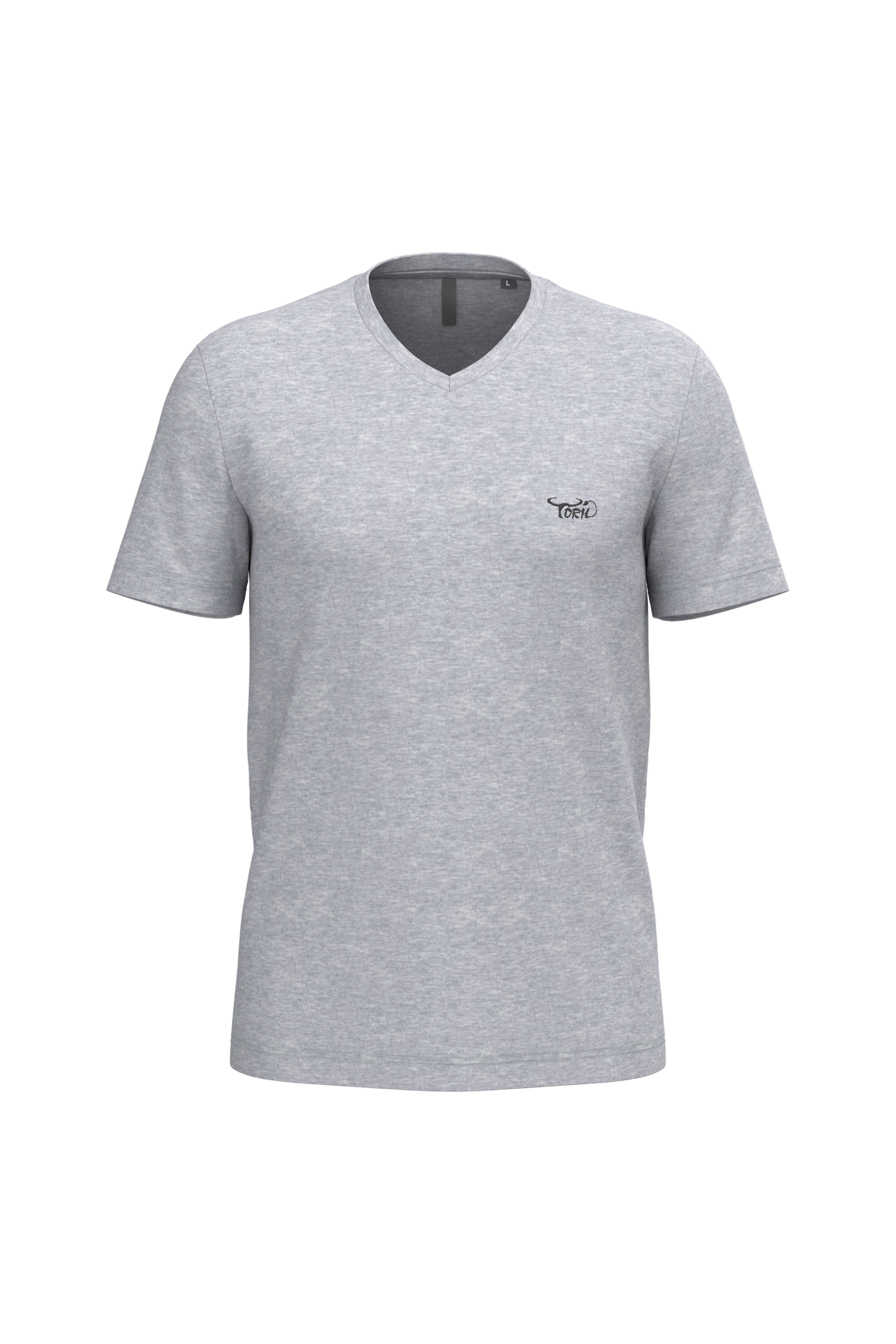T-shirt col V manches courtes gris