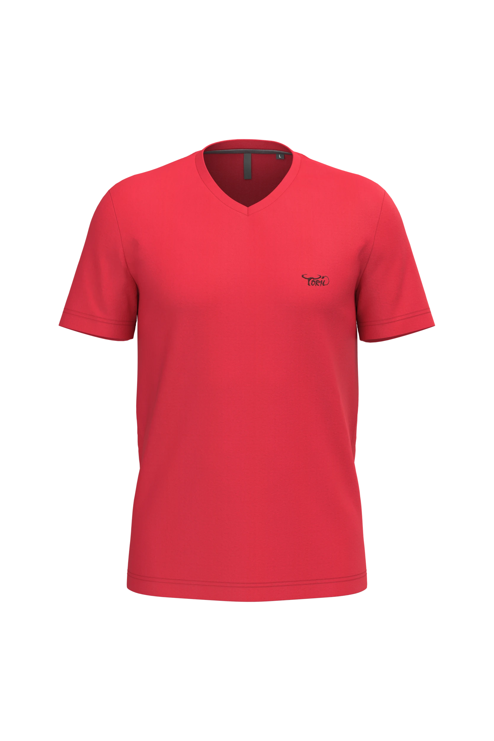 T-shirt col V manches courtes rouge
