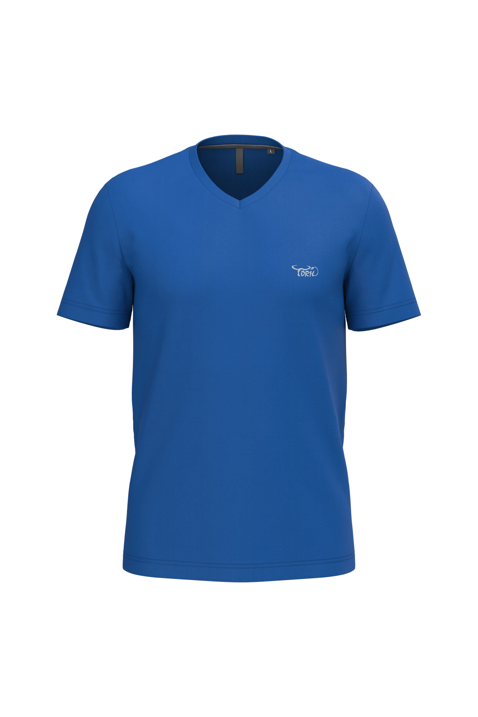 T-shirt col V manches courtes bleu