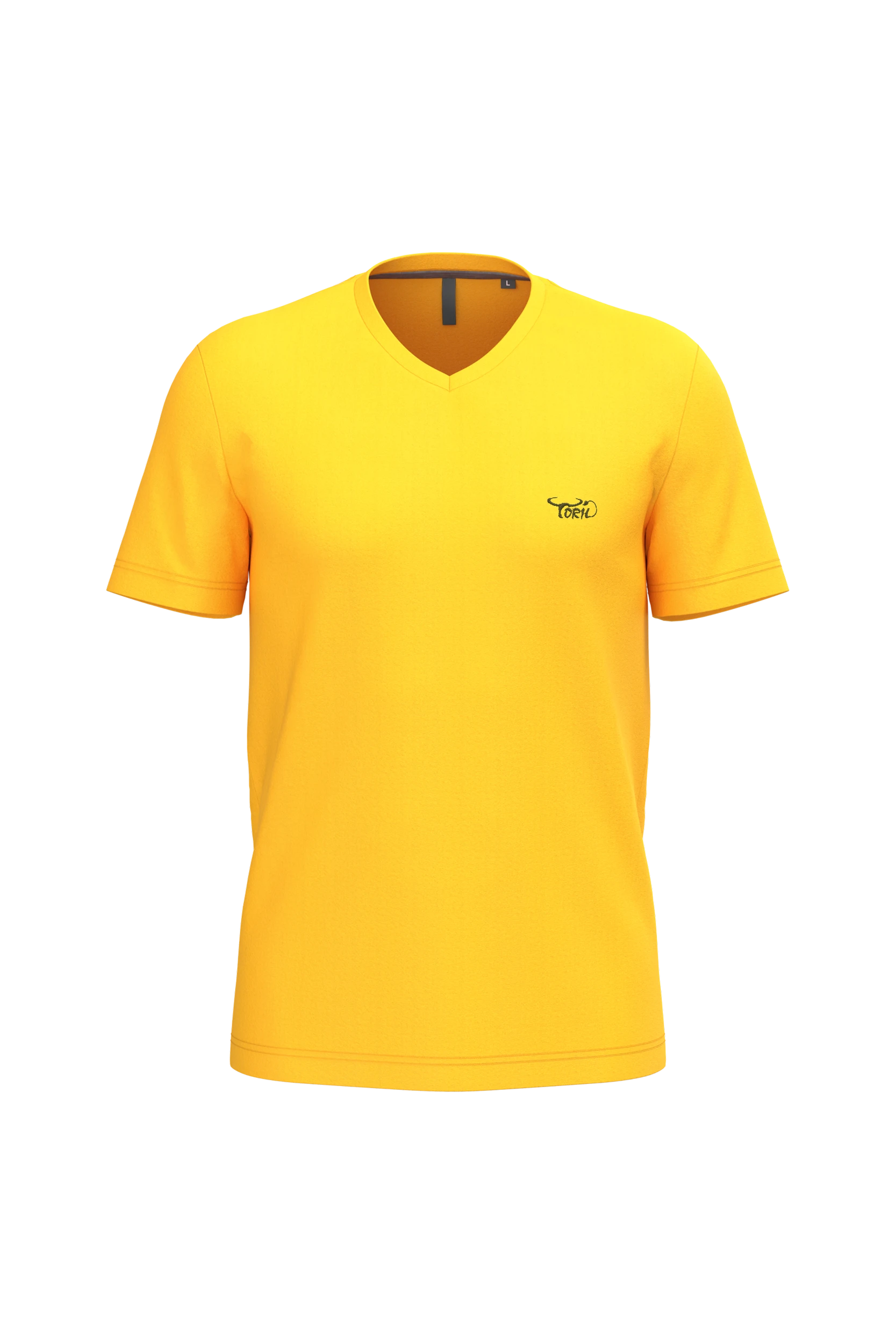 T-shirt col V manches courtes jaune
