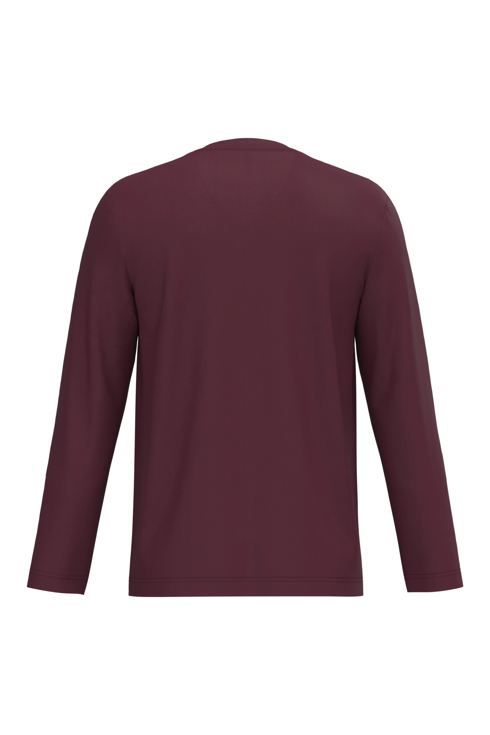 T-shirt col v manches longues bordeaux