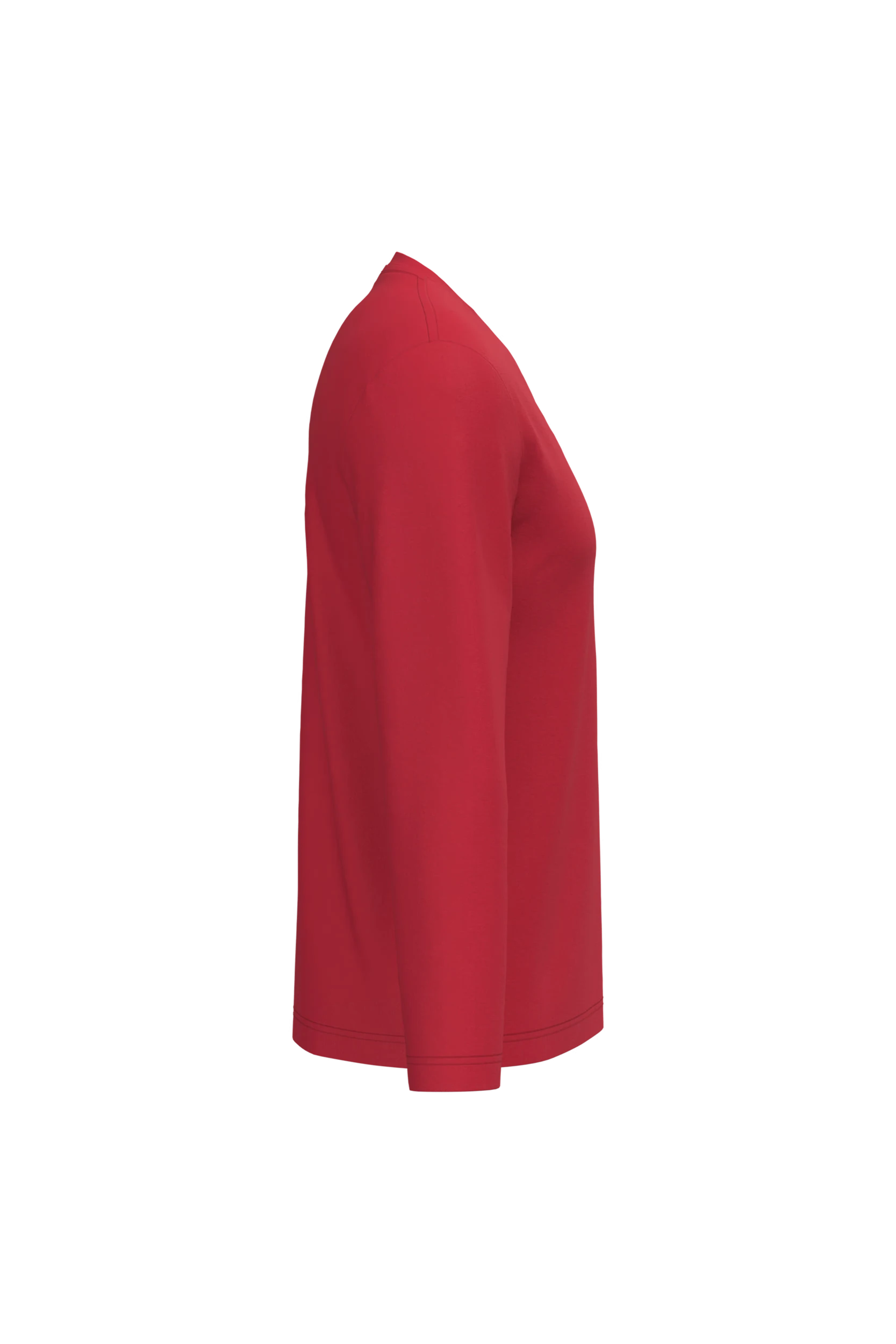T-shirt col v manches longues rouge