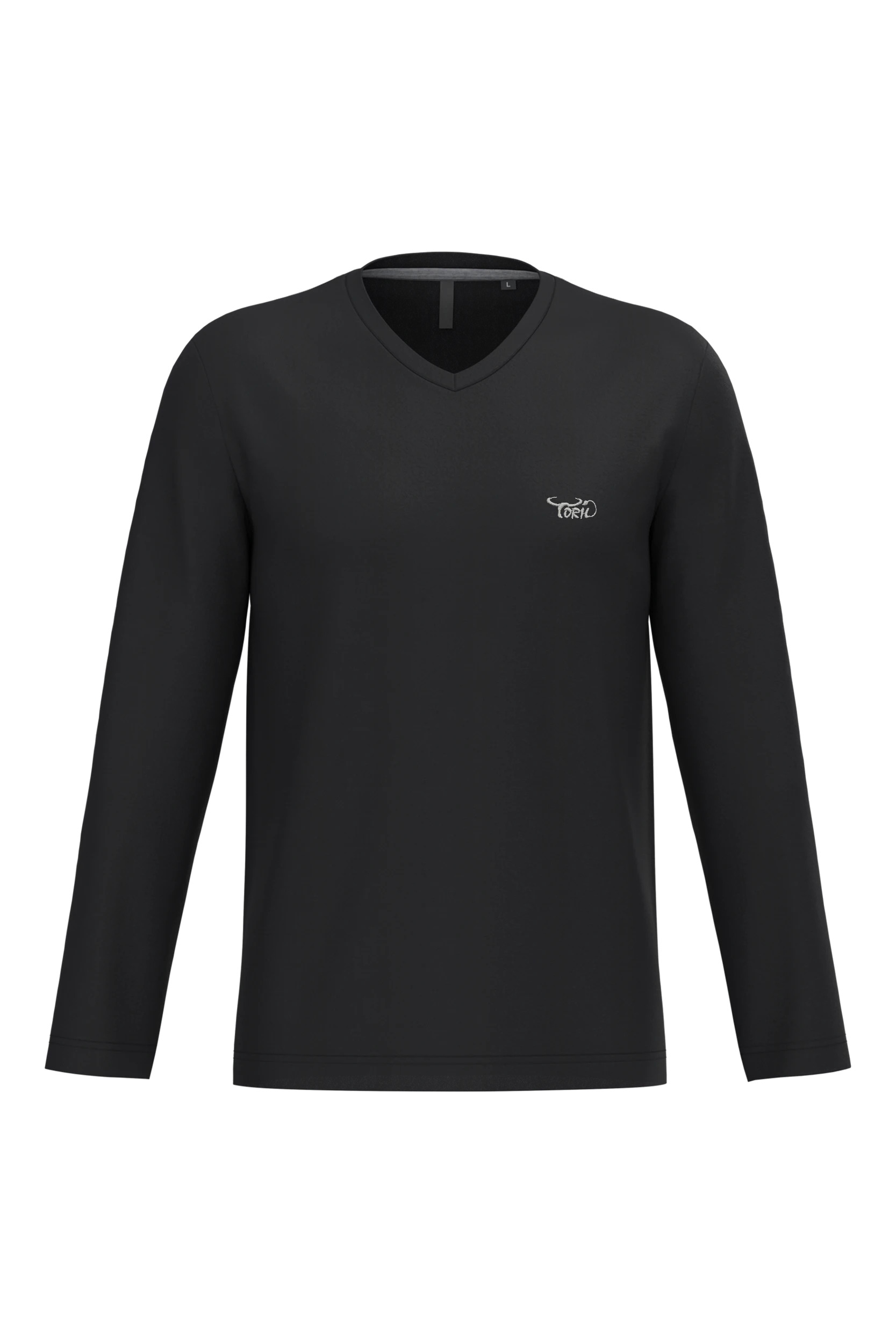 T-shirt col v manches longues noir