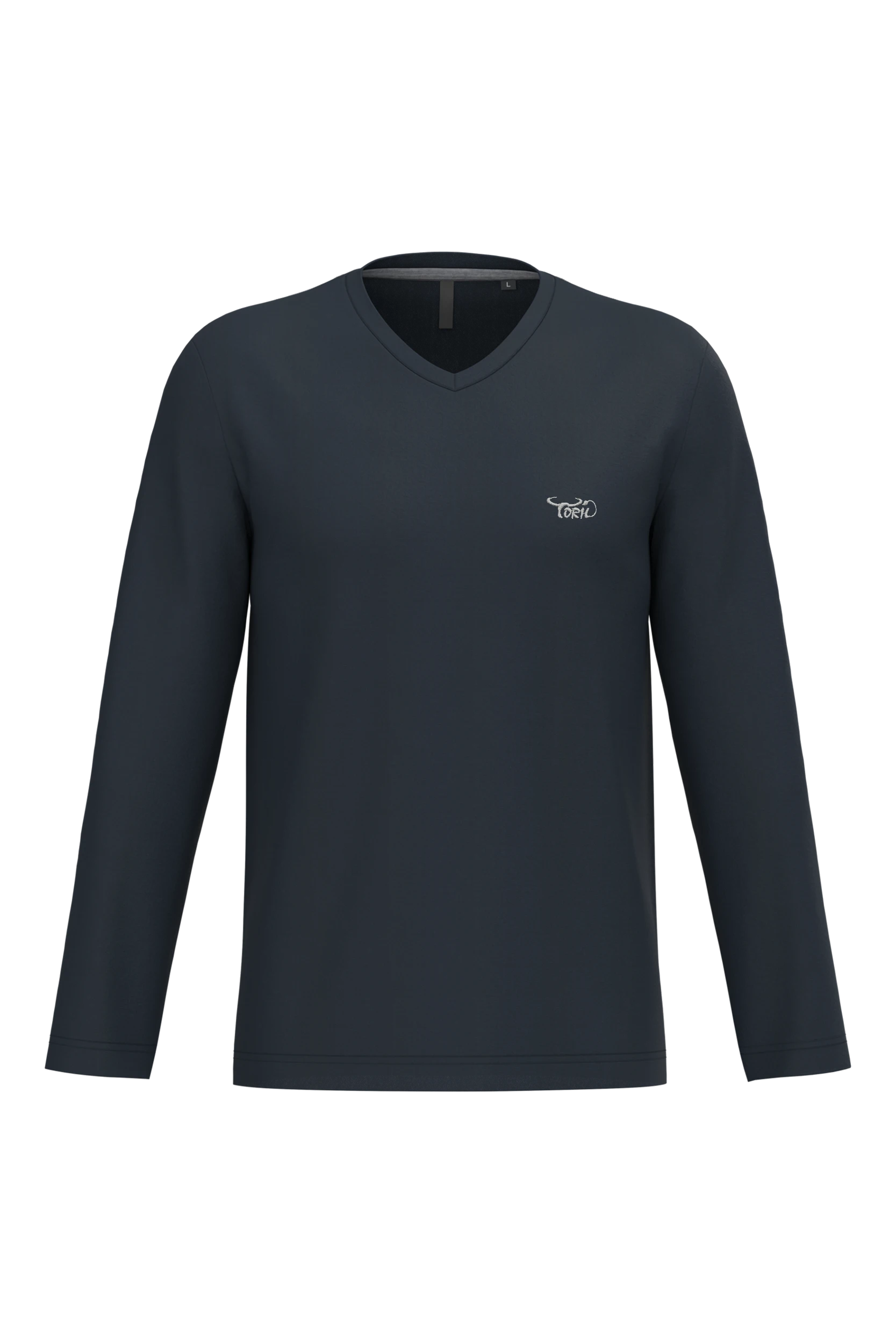 T-shirt col v manches longues marine