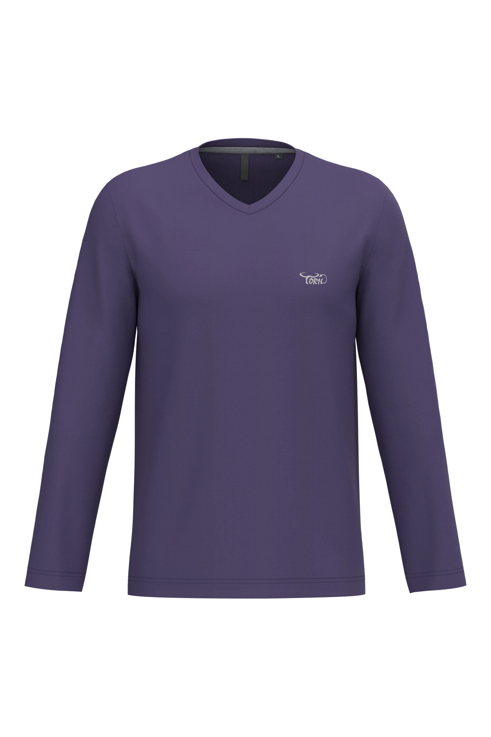 T-shirt col v manches longues violet