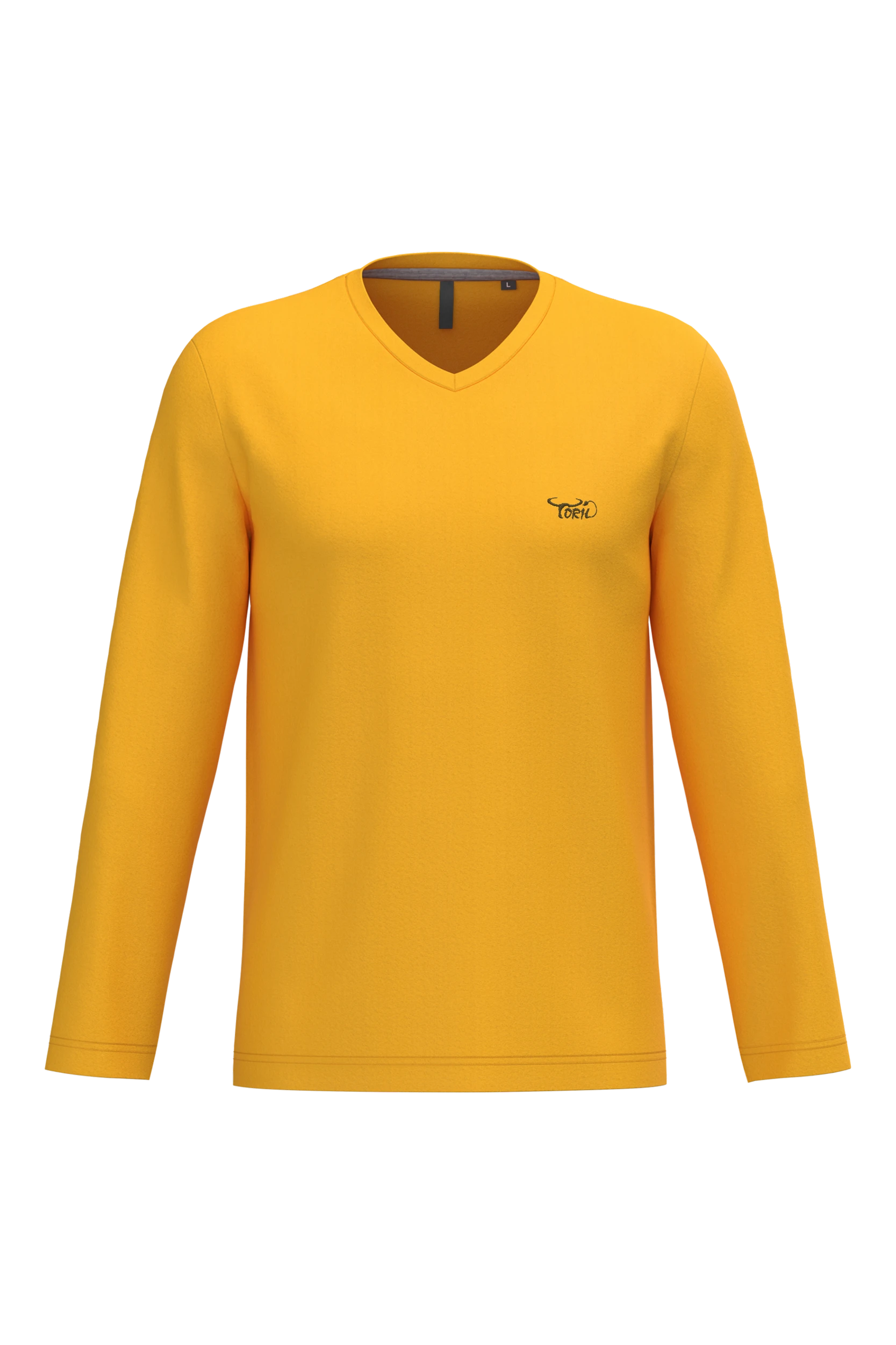 T-shirt col v manches longues jaune