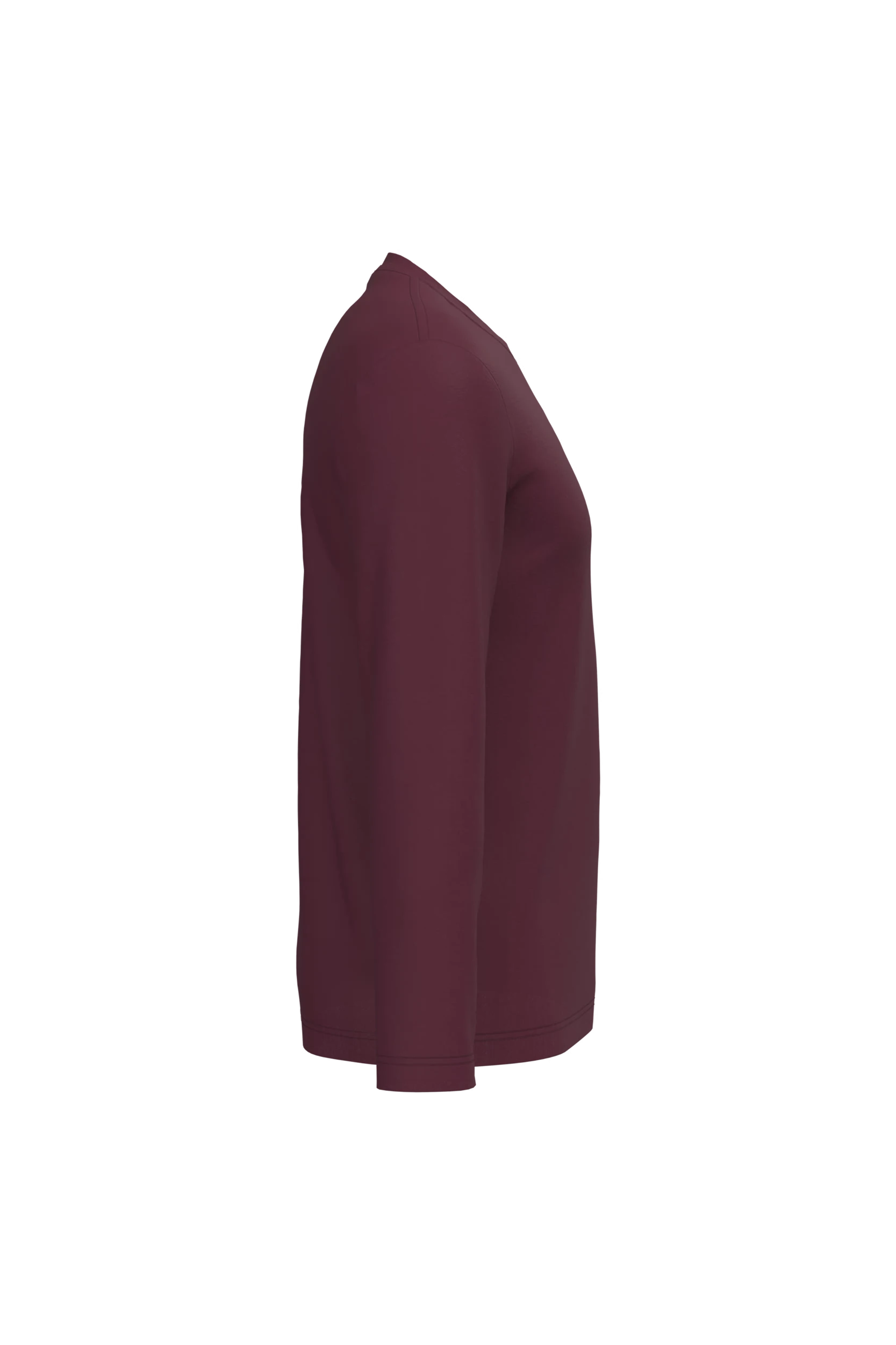 T-shirt col rond manches longues bordeaux