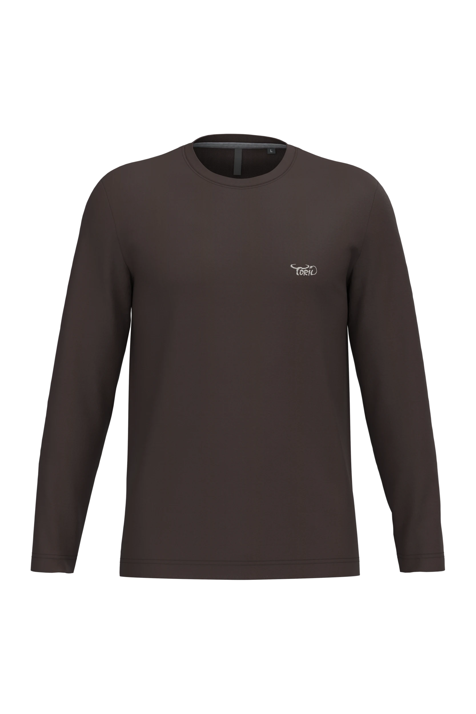 T-shirt col rond manches longues chocolat