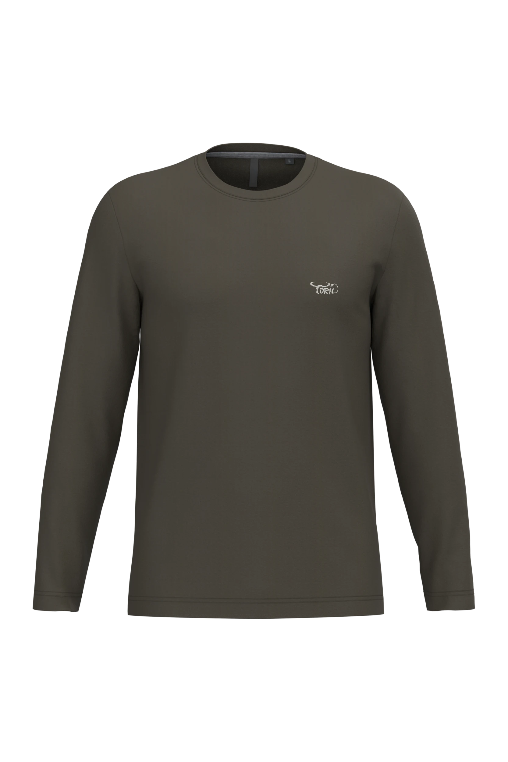 T-shirt col rond manches longues kaki