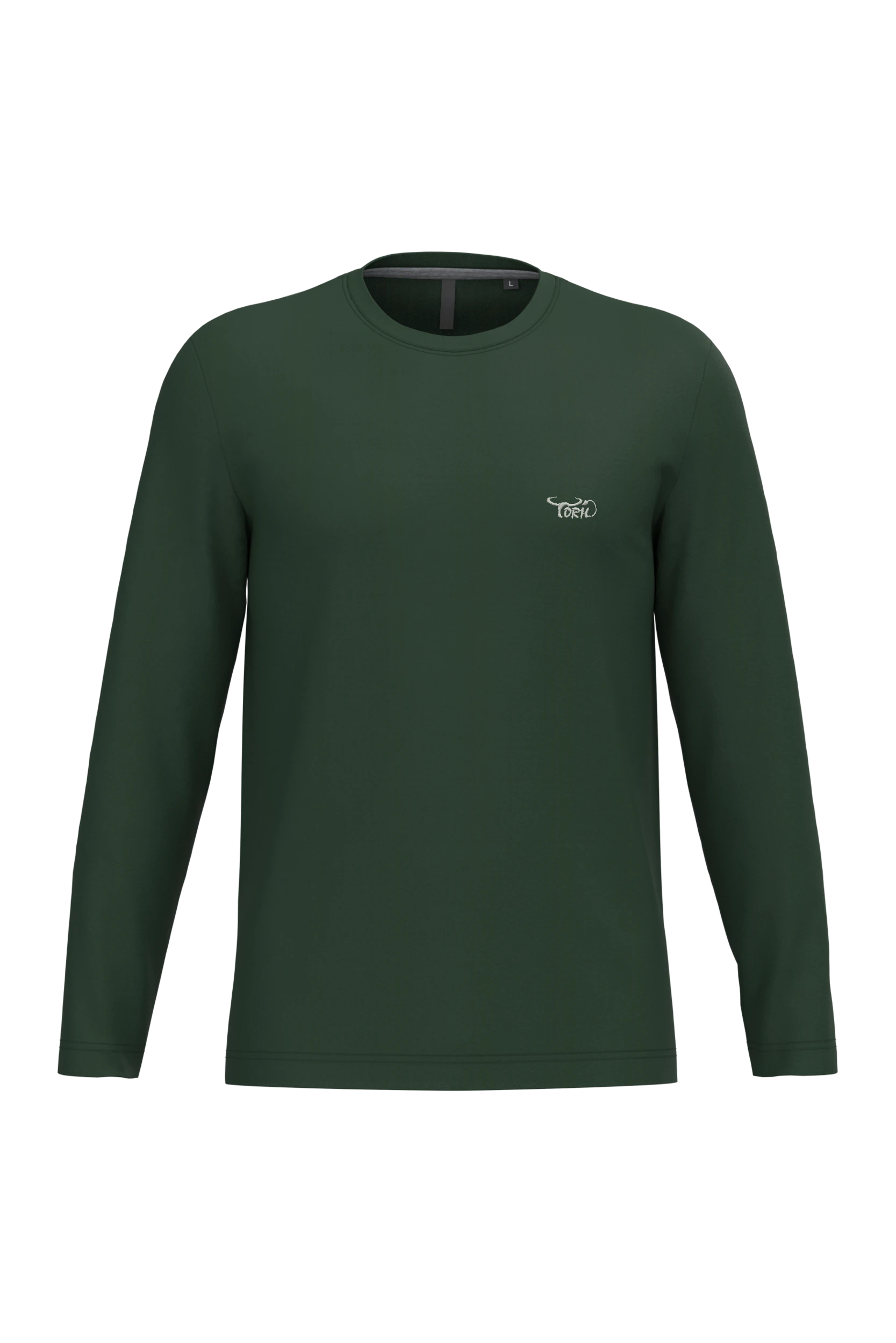 T-shirt col rond manches longues vert forêt
