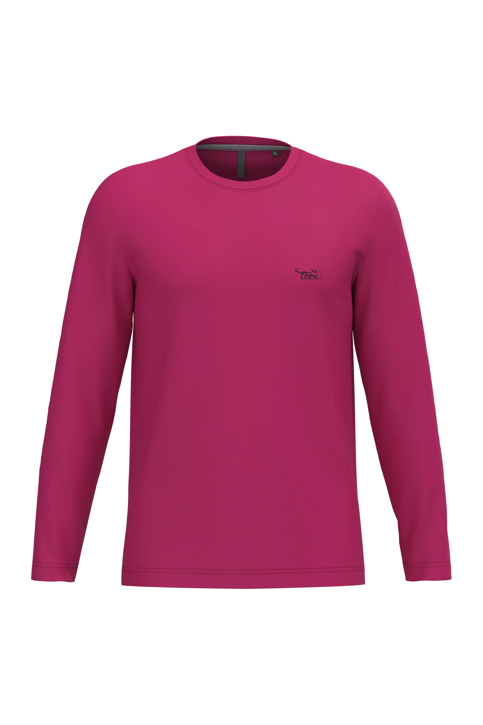 T-shirt col rond manches longues fuchsia