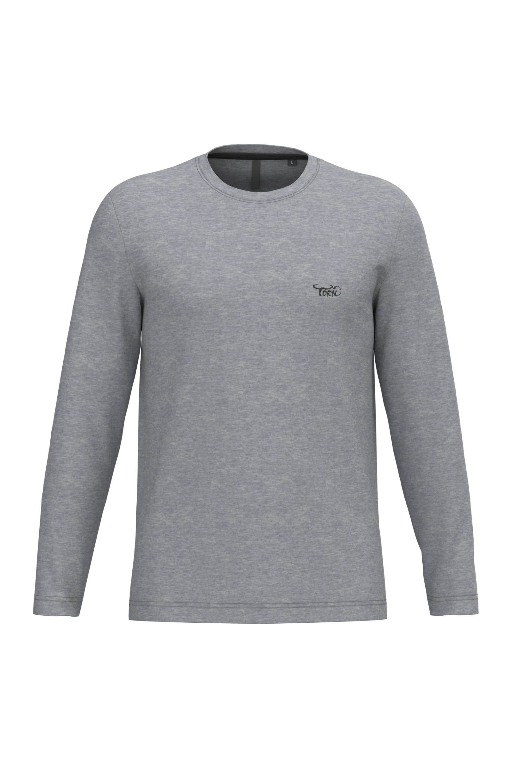 T-shirt col rond manches longues gris