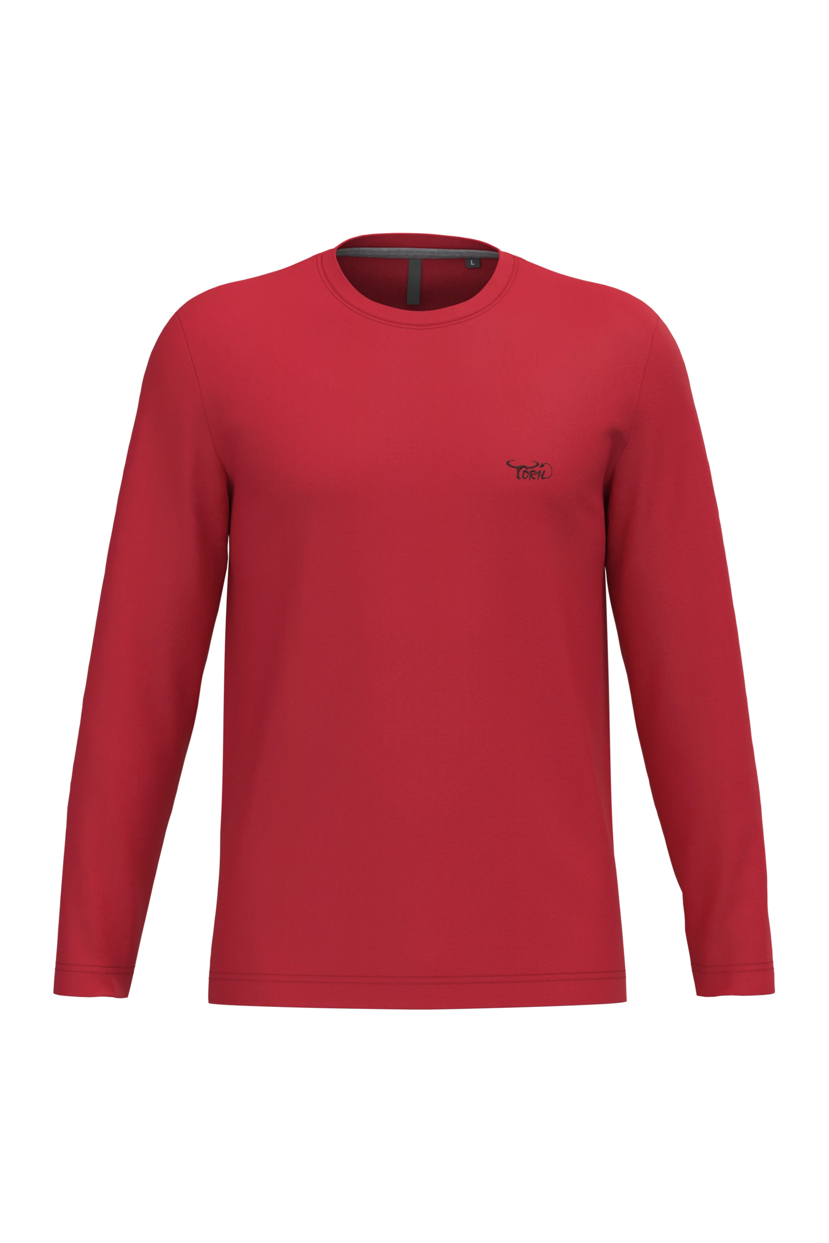 T-shirt col rond manches longues rouge
