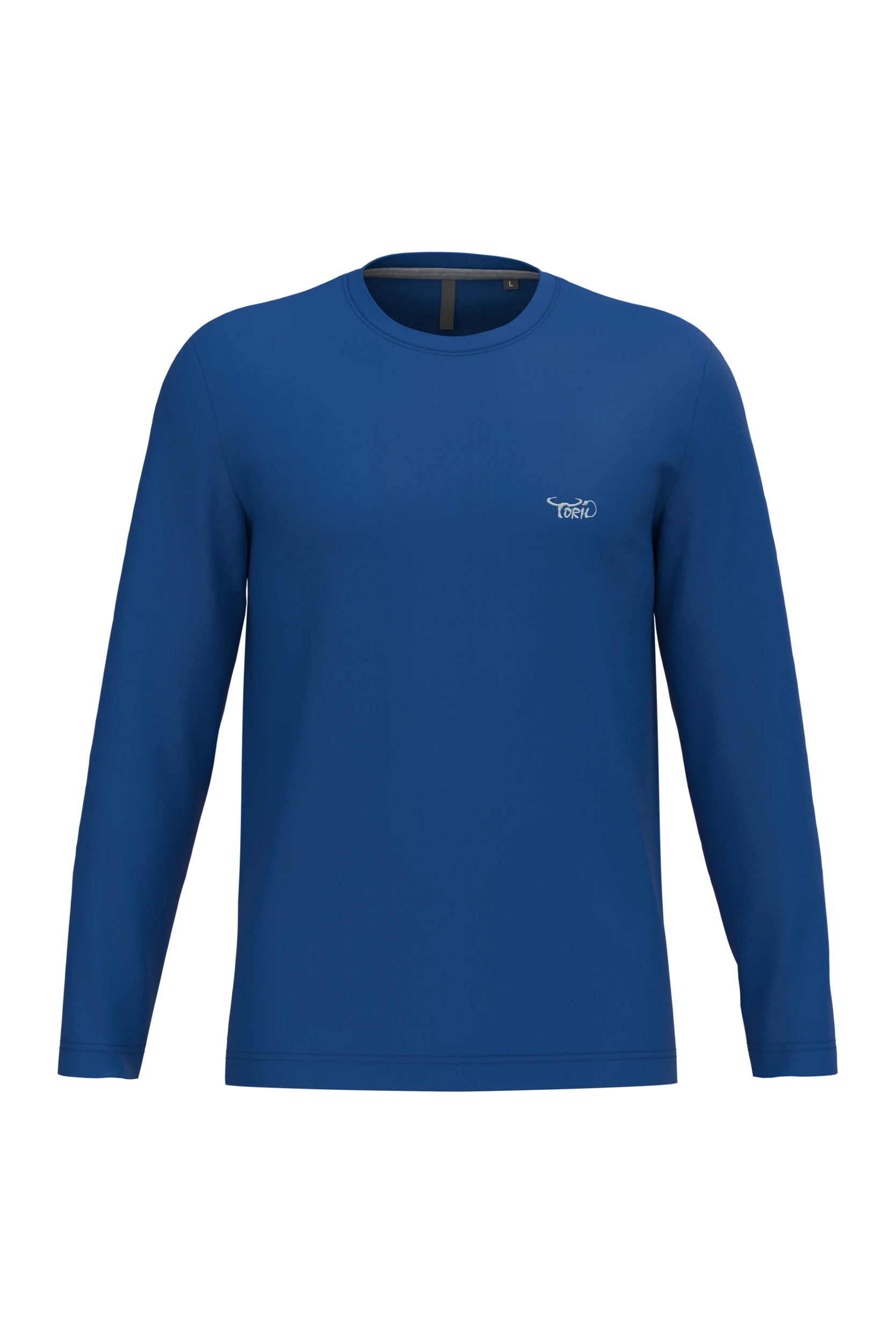T-shirt col rond manches longues bleu