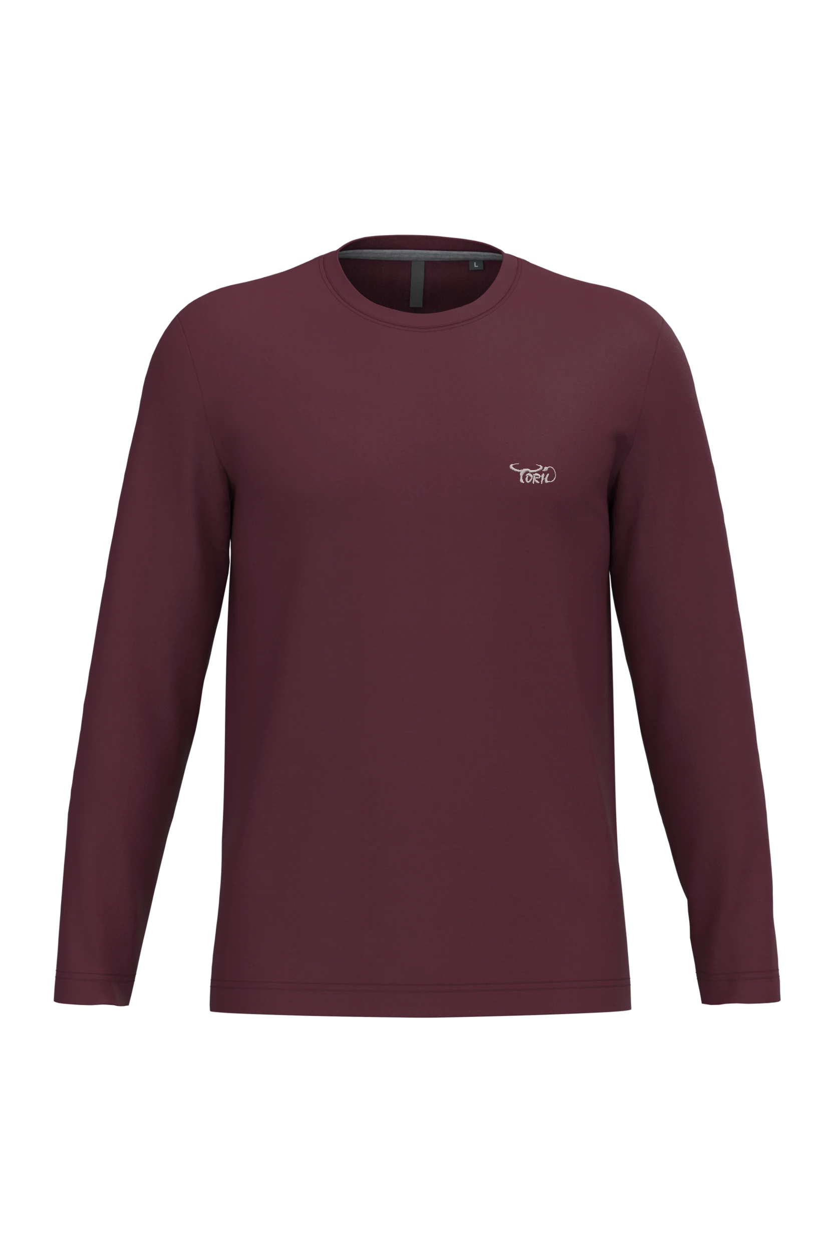 T-shirt col rond manches longues bordeaux