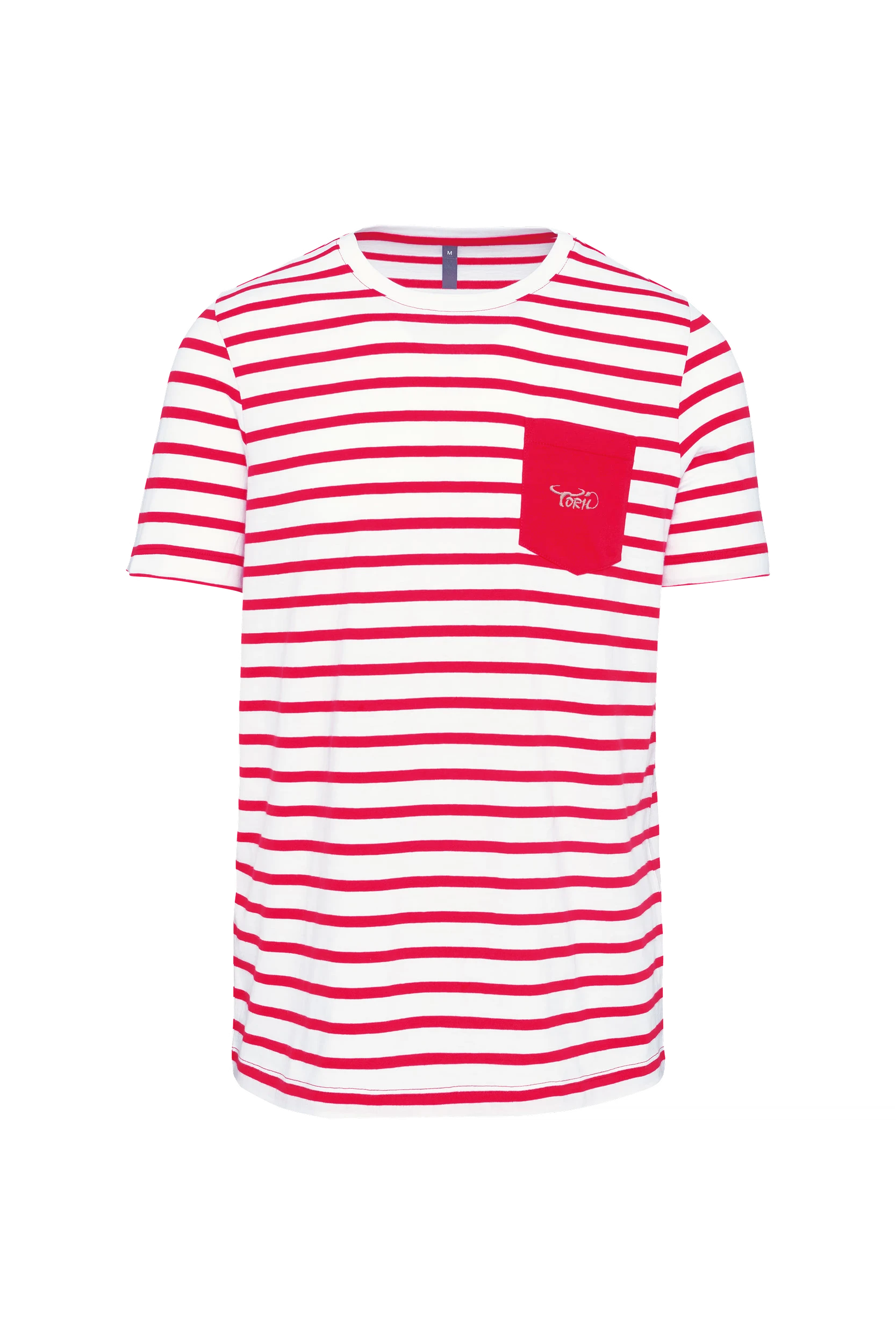 T-shirt rayé marin avec poche manches courtes rayures rouge