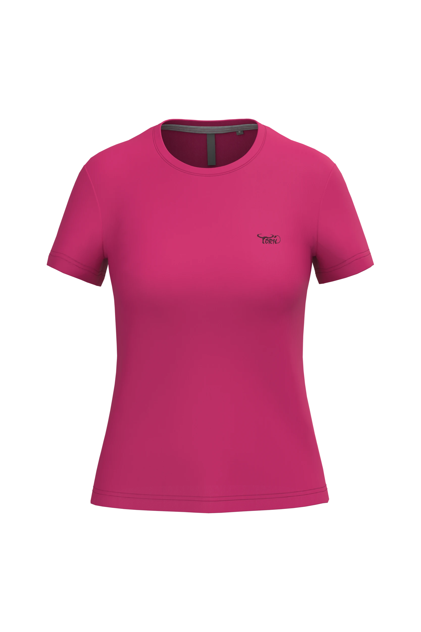T-shirt col rond manches courtes fuchsia