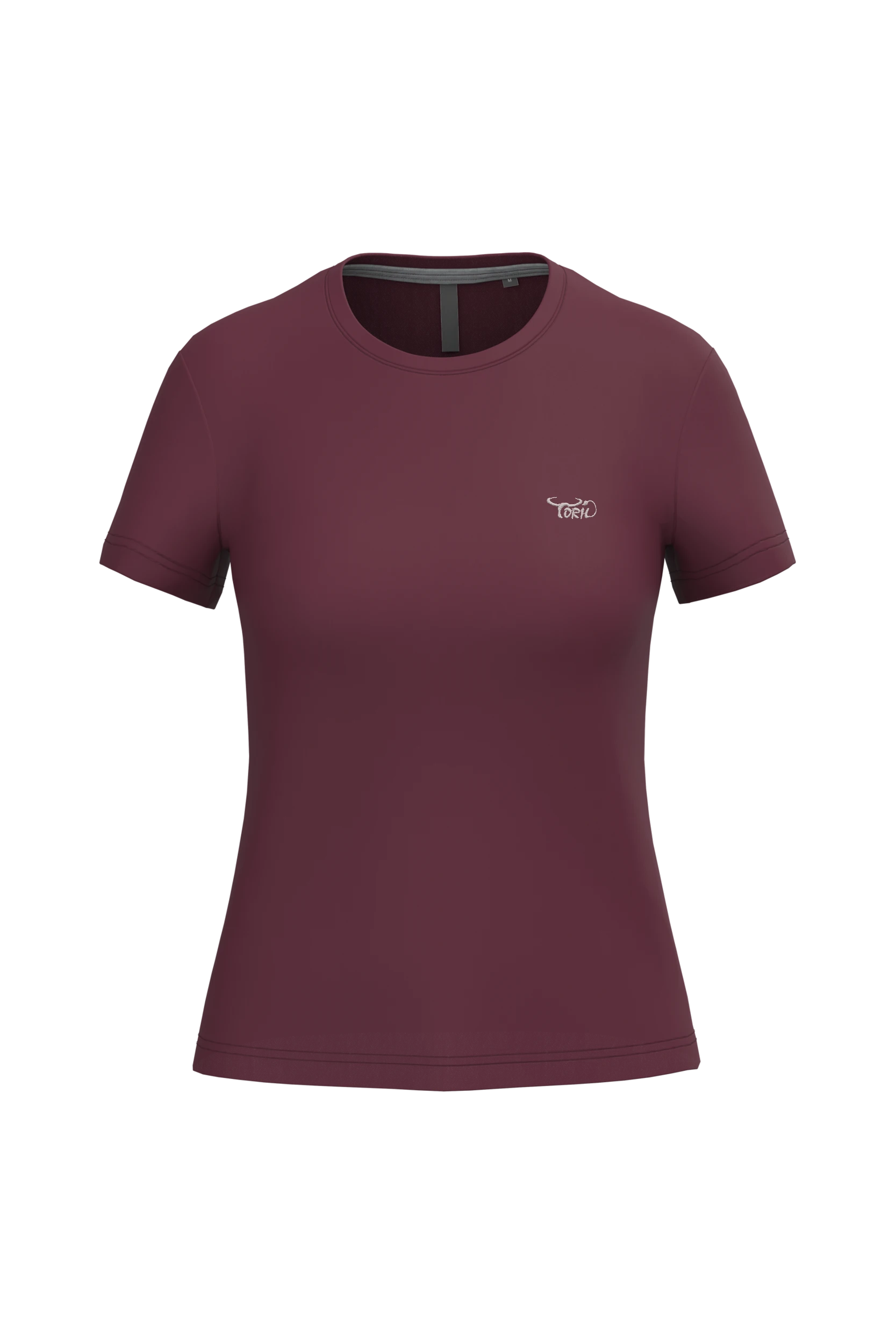 T-shirt col rond manches courtes bordeaux