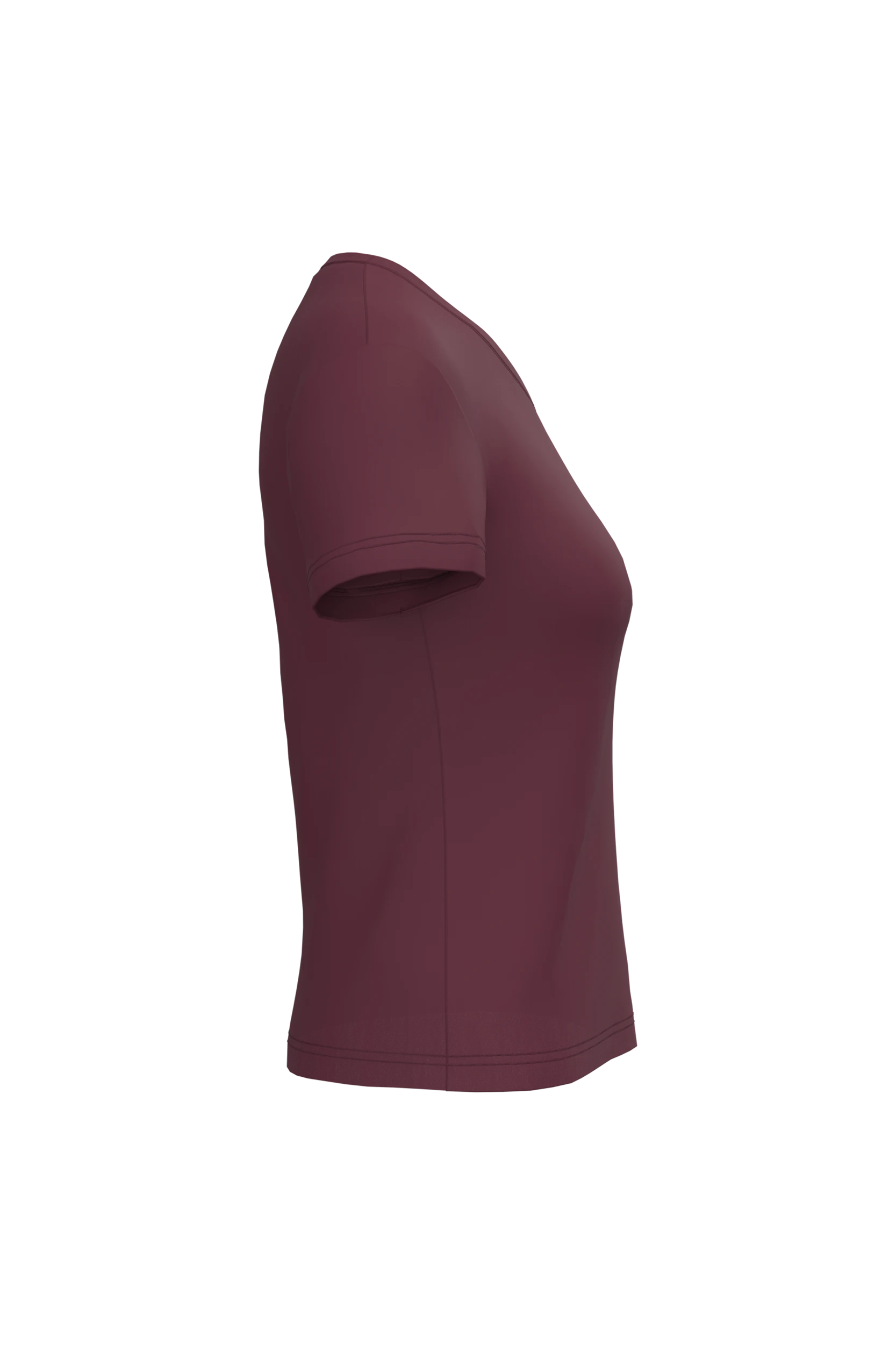 T-shirt col V manches courtes bordeaux