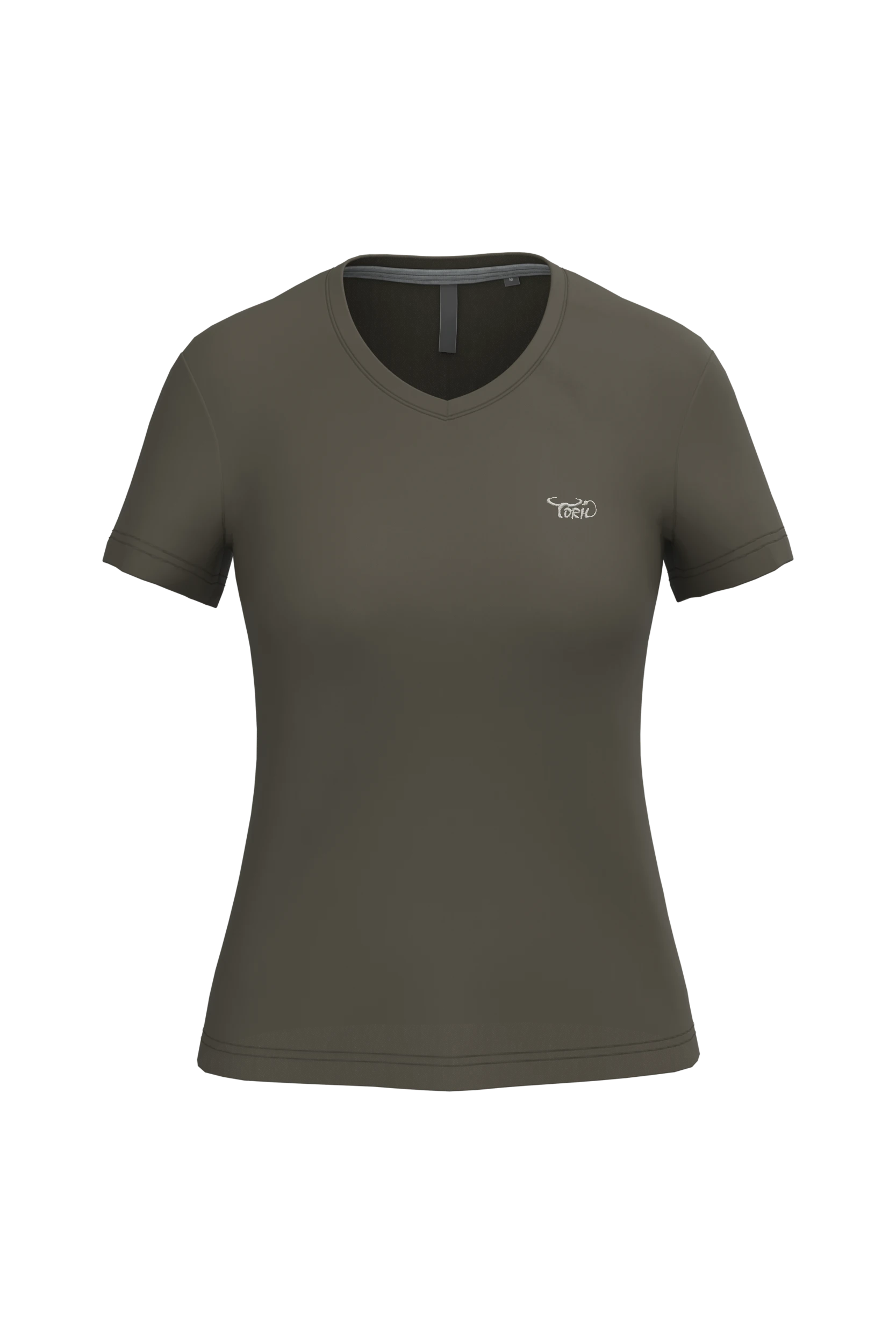 T-shirt col V manches courtes kaki