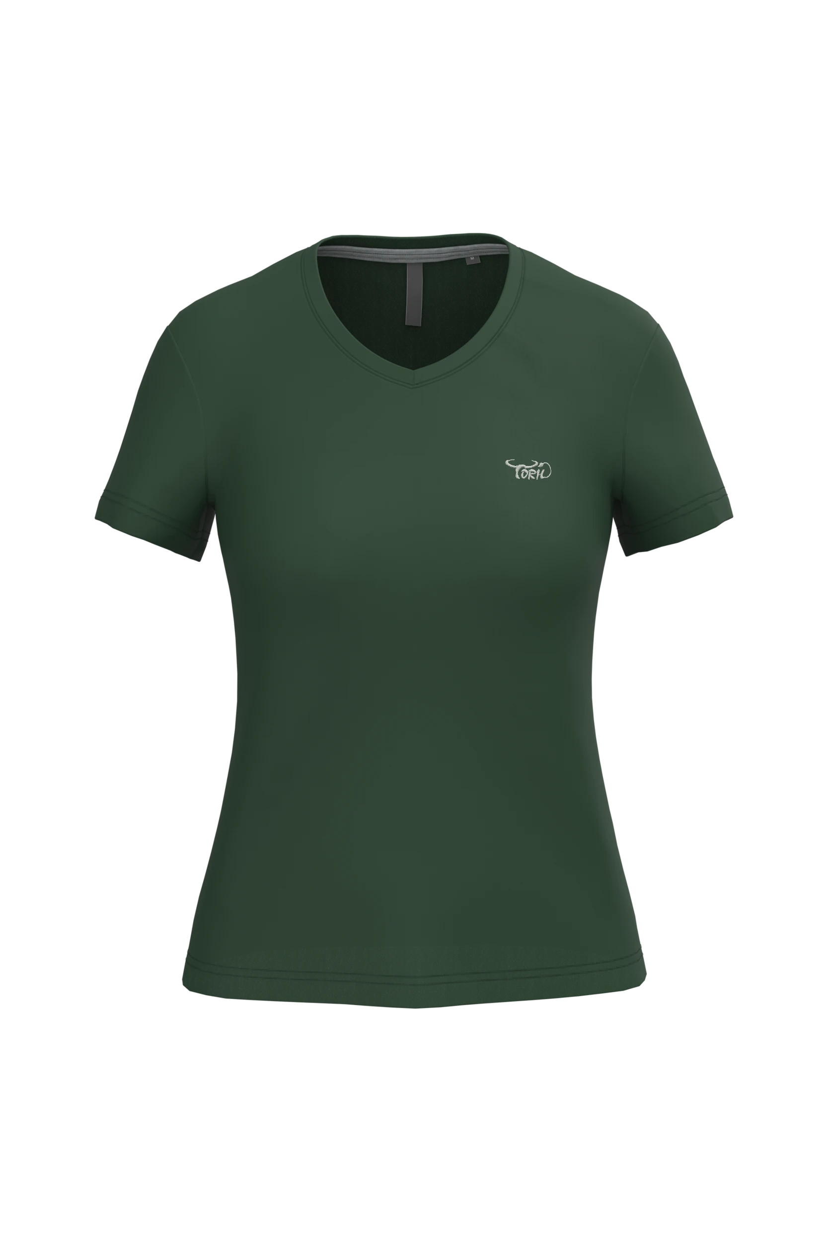 T-shirt col V manches courtes vert forêt