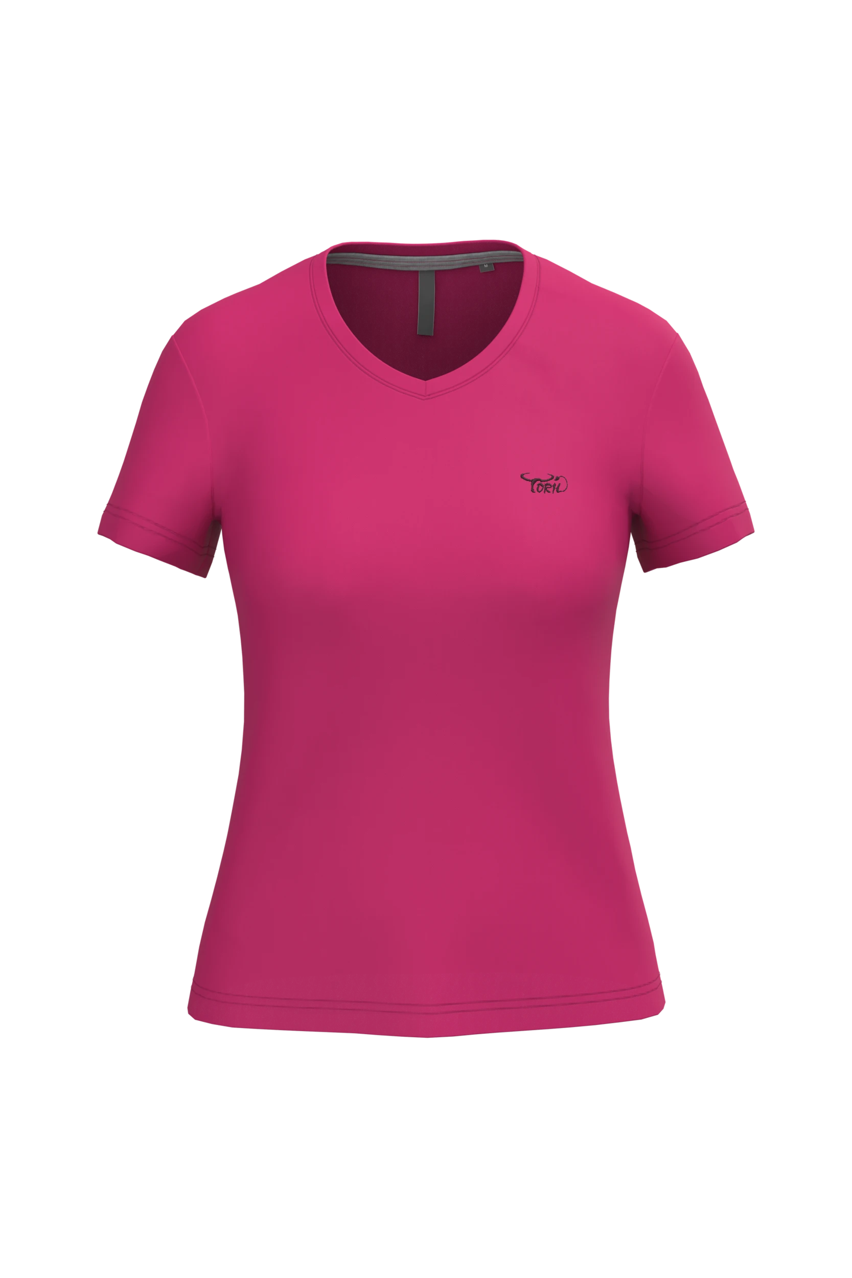 T-shirt col V manches courtes fuchsia