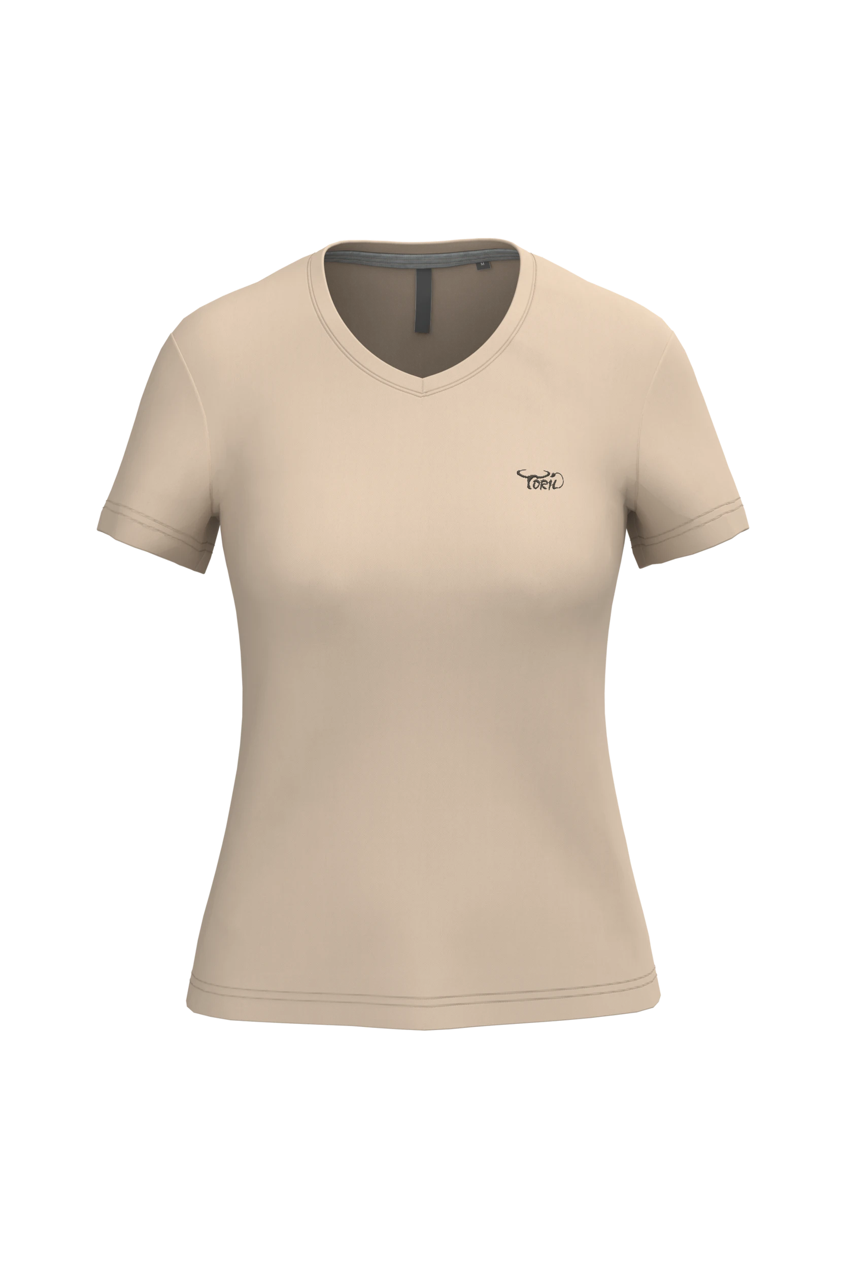 T-shirt col V manches courtes sable
