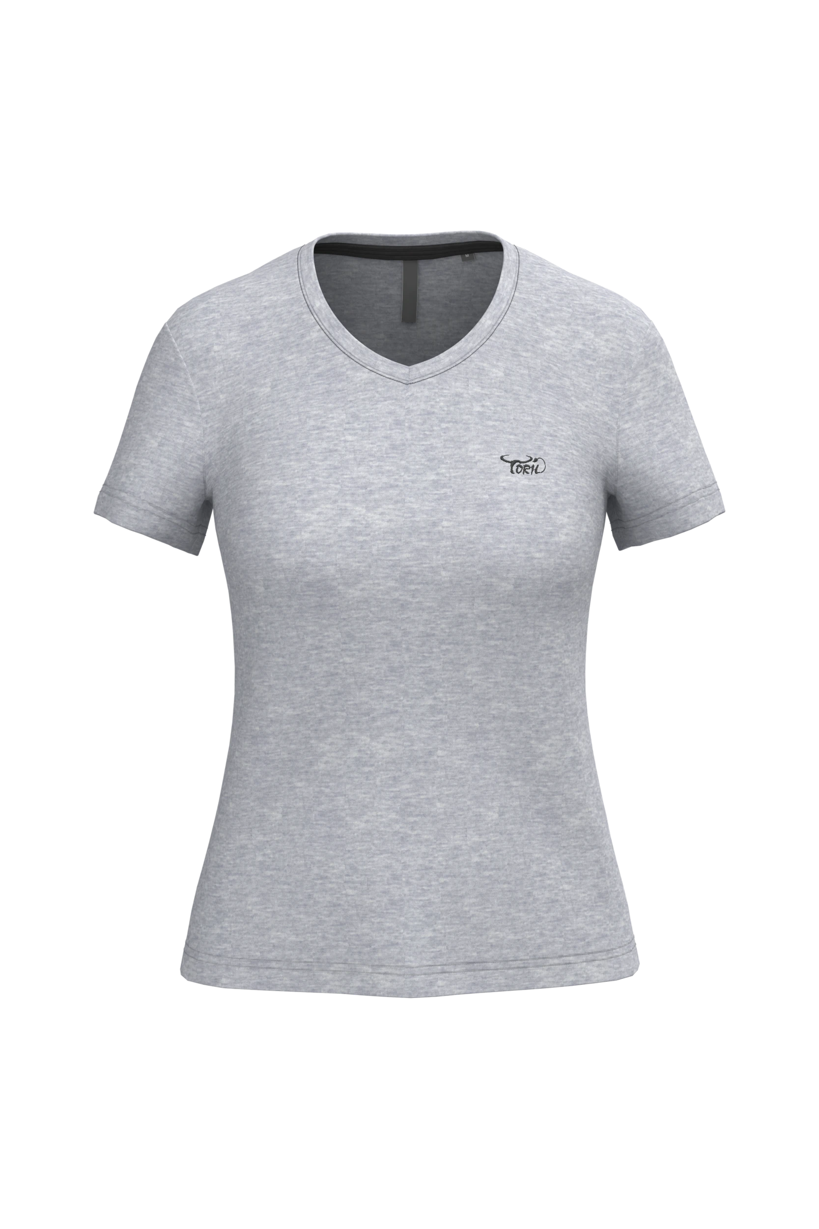 T-shirt col V manches courtes gris