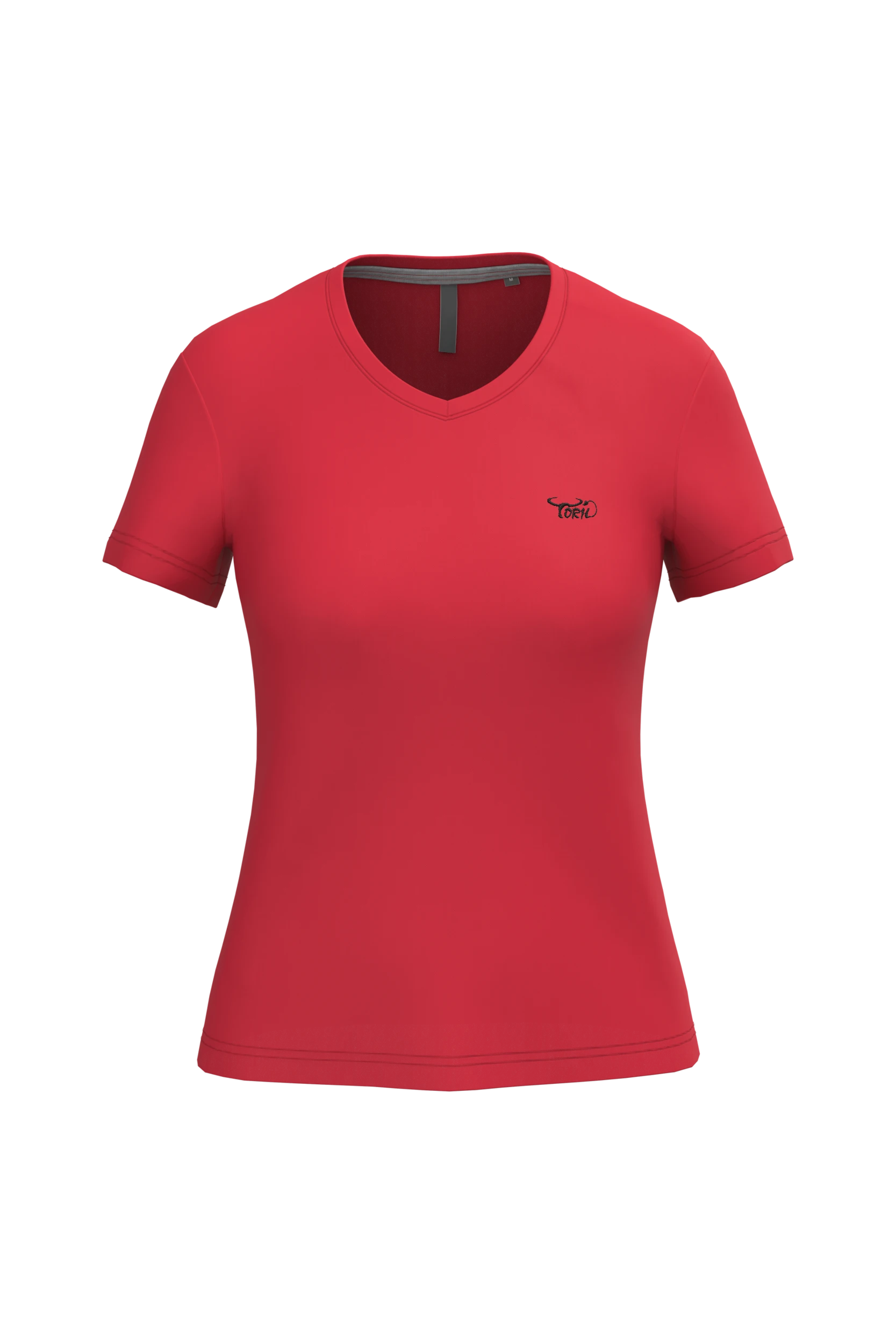 T-shirt col V manches courtes rouge