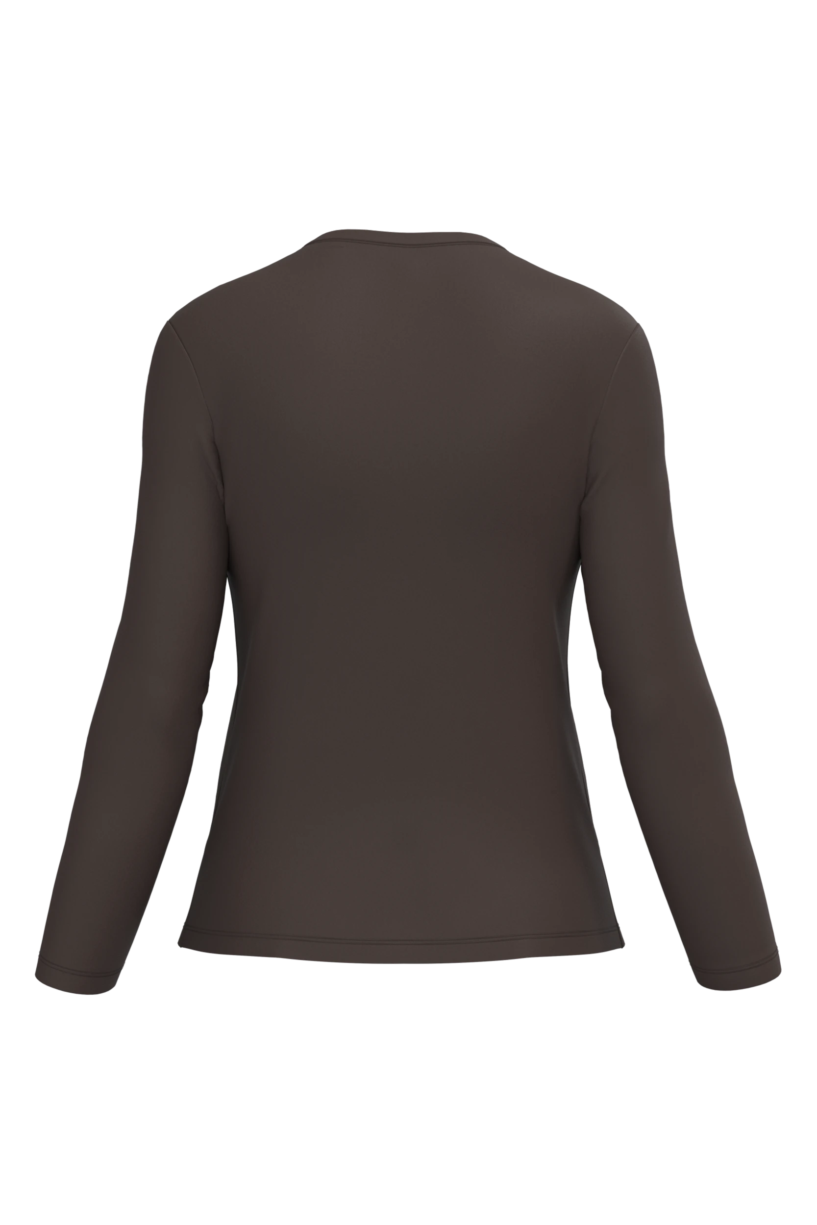 T-shirt col V manches longues chocolat