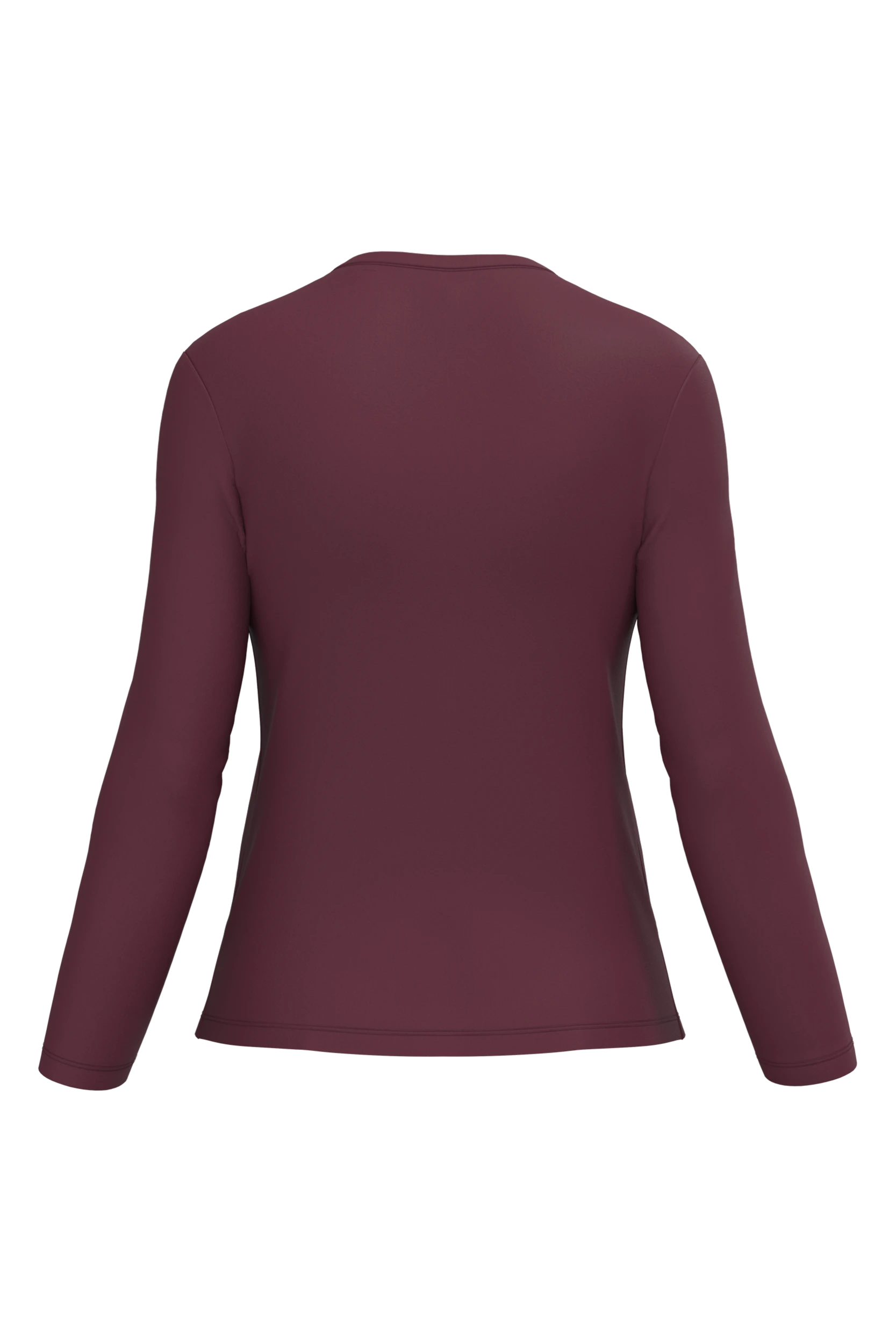 T-shirt col V manches longues bordeaux