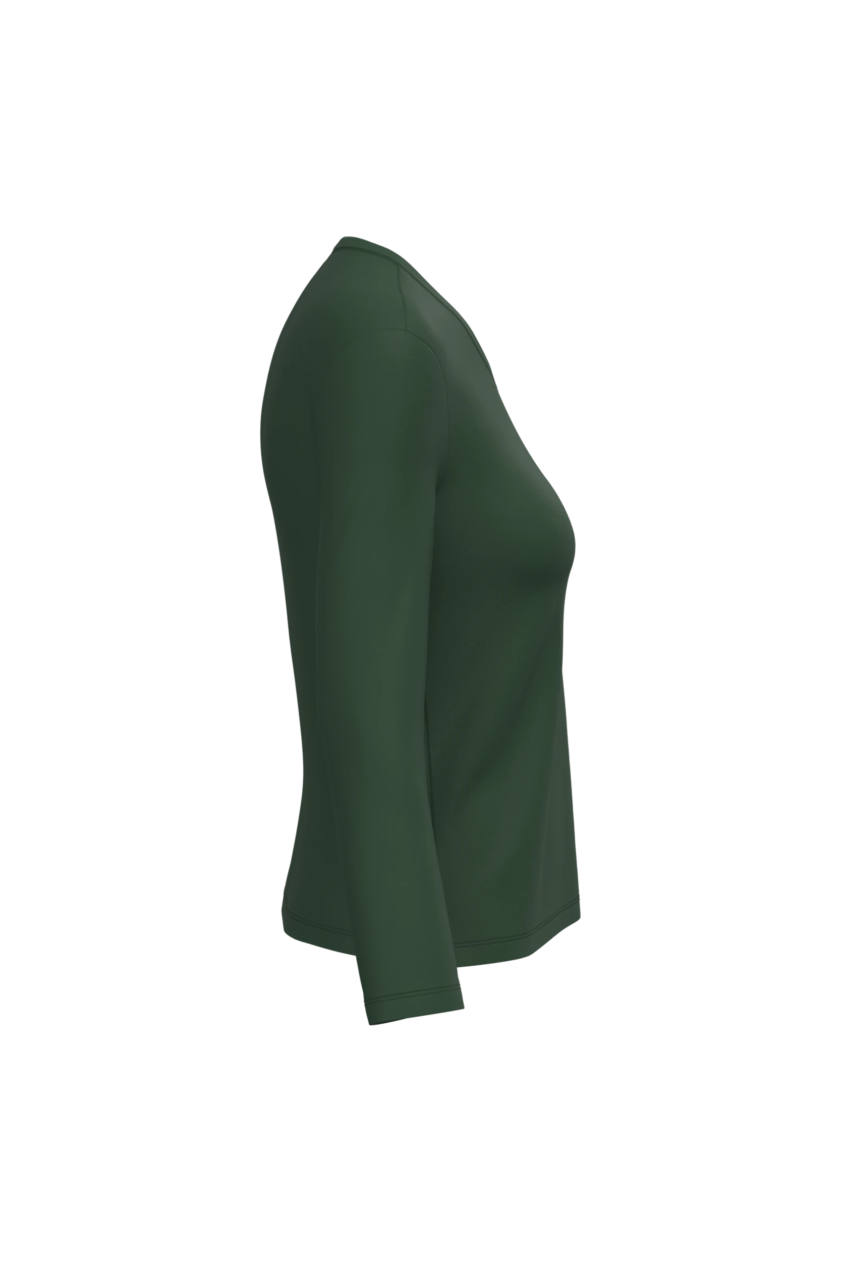 T-shirt col V manches longues vert forêt